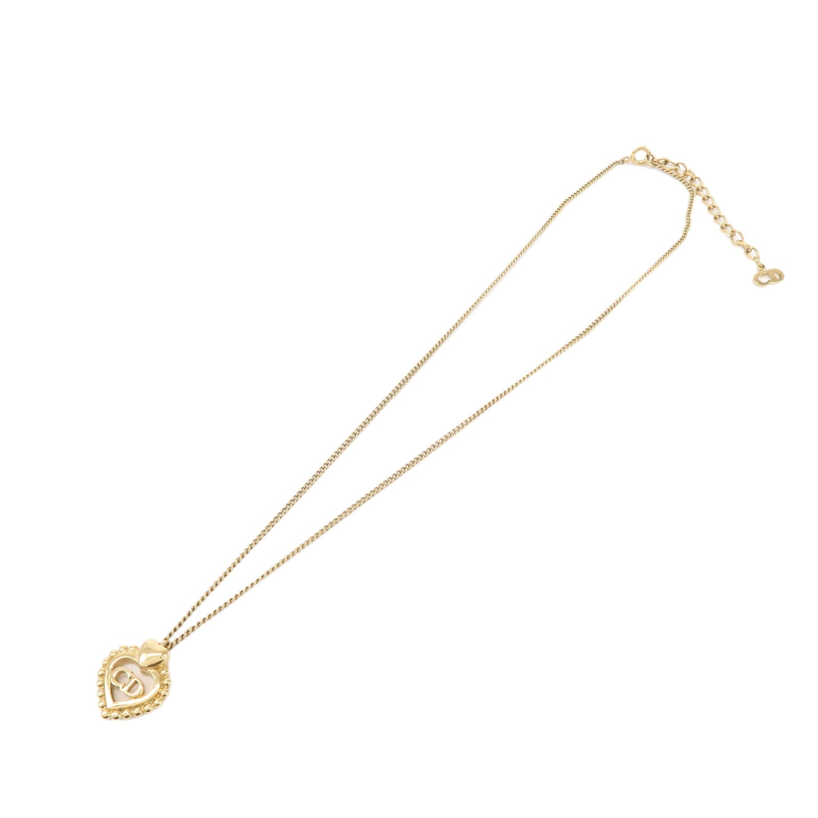 Christian Dior CD Logo Heart Metal Necklace Choker Gold