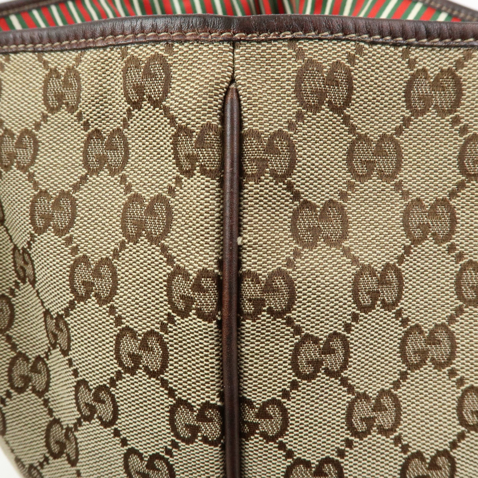 GUCCI Interlocking G Canvas Leather Tote Shoulder Bag Beige 169945
