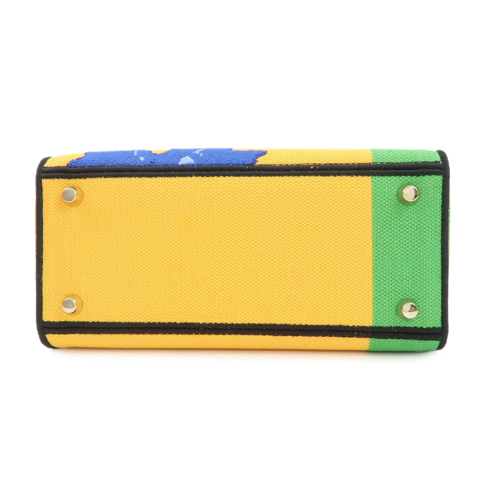Christian Dior Canvas Lady D Lite 2Way Hand Bag Multicolor Yellow