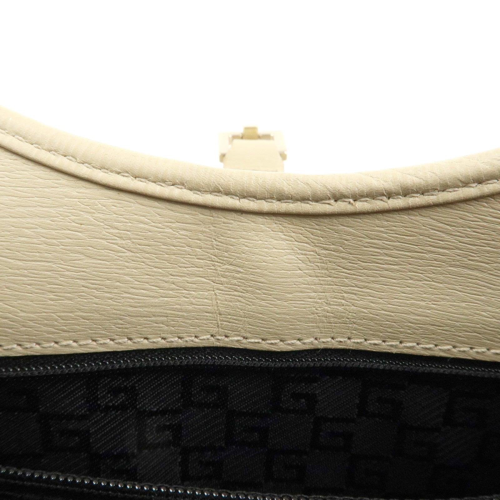 GUCCI Jackie Leather Shoulder Bag Hand Bag Light Beige 002 1067 Used