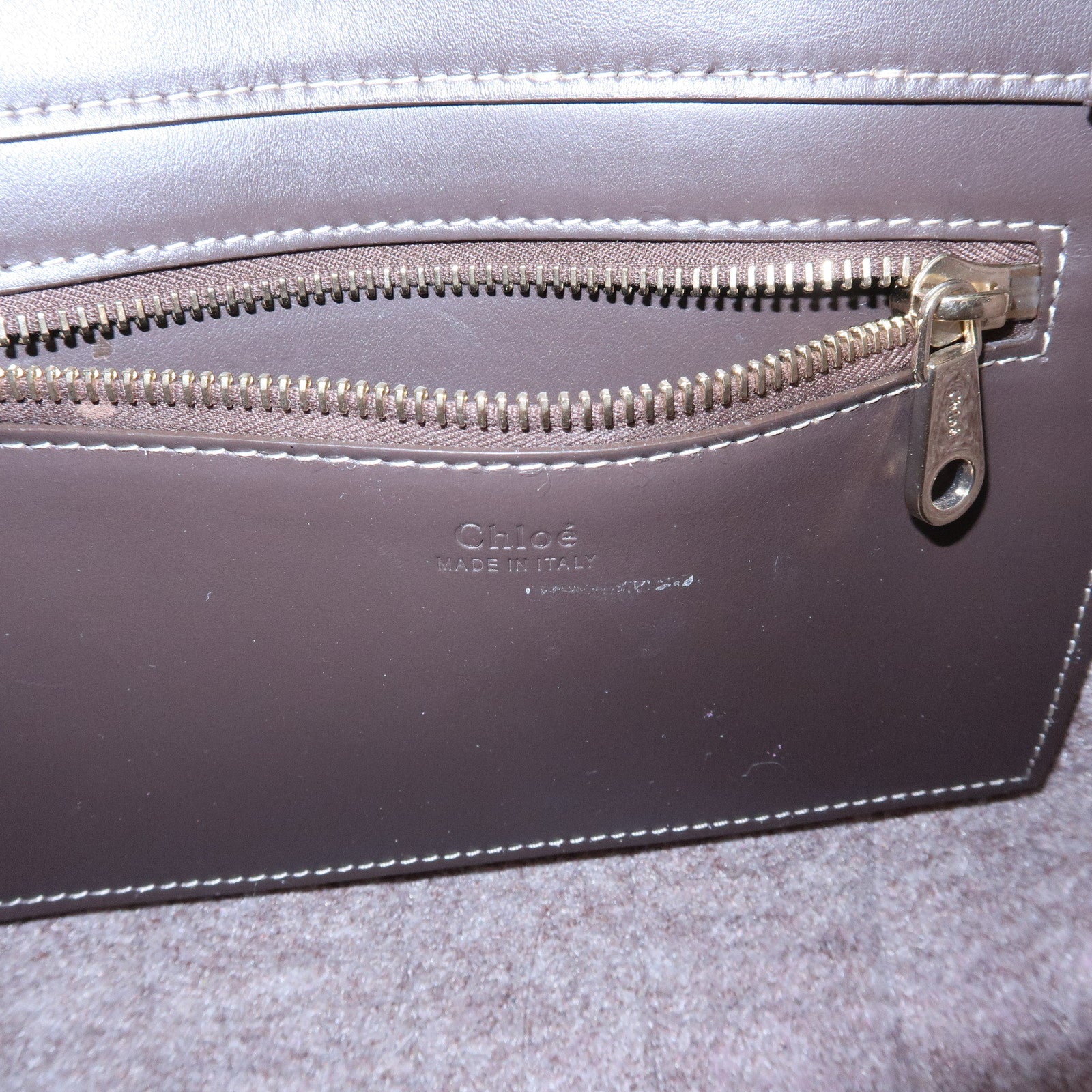 Chloe Woody Felt Leather Mini 2Way Bag Hand Bag Shoulder Bag Brown