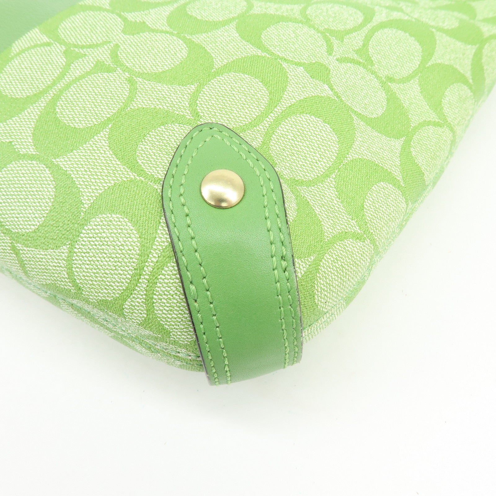 COACH Signature PVC Leather 2Way Bag Shoulder Bag Hand Bag Green