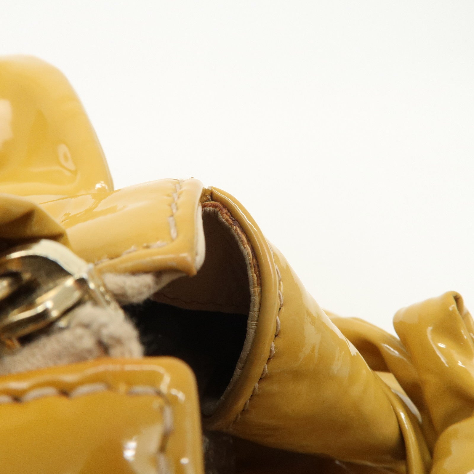 GUCCI Hysteria Patent Leather Hand Bag Tote Bag Yellow 197020