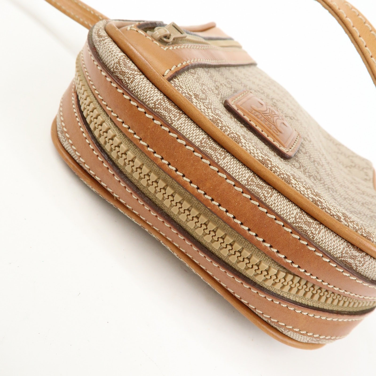 CELINE Macadam PVC Leather Mini Shoulder Crossbody Bag Beige