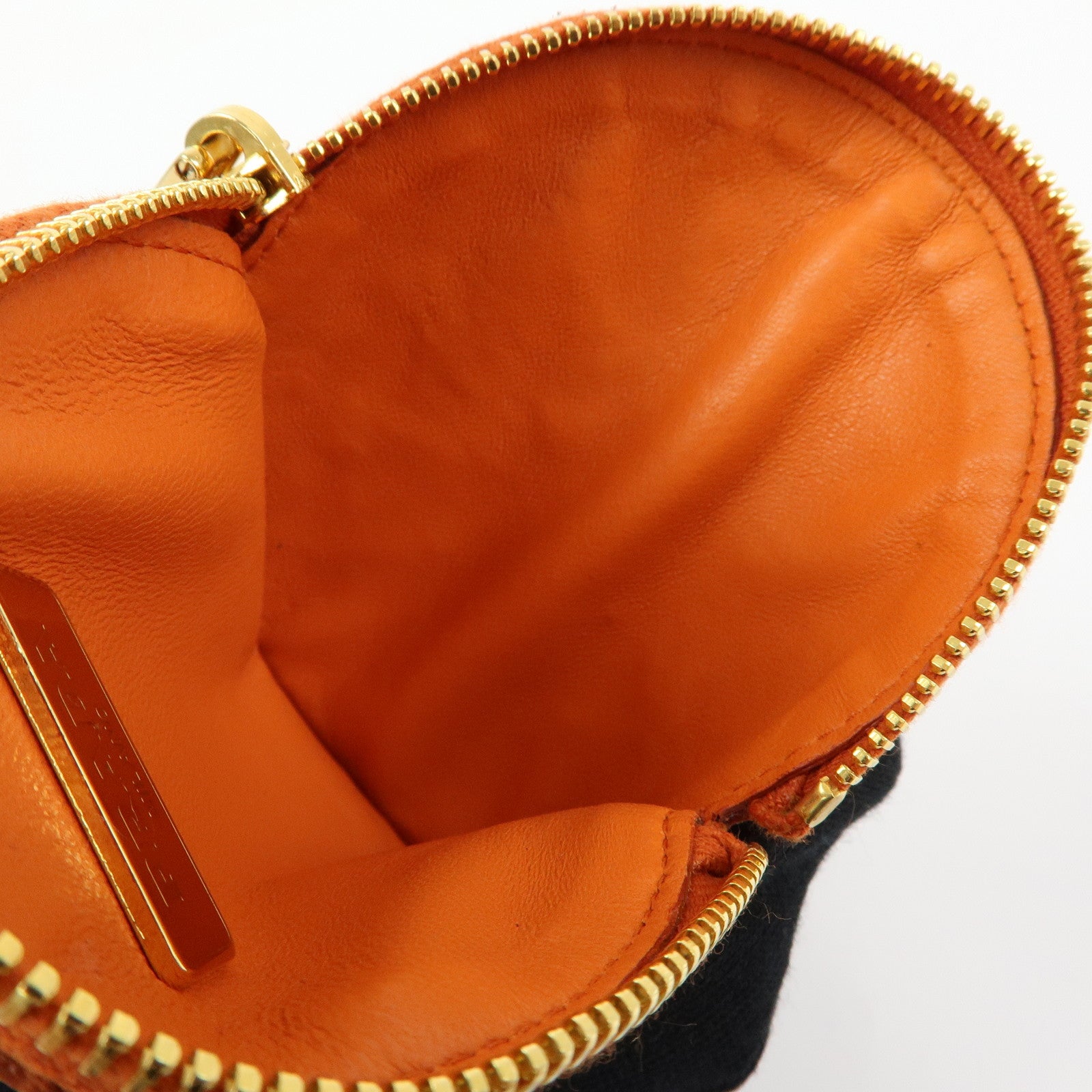 PRADA Saffiano Leather Flower Motif Round Coin Case Orange 1M1400
