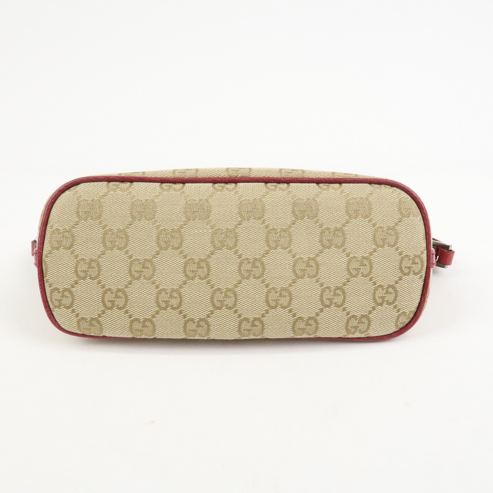 GUCCI Boat Bag GG Canvas Leather Hand Bag Light Brown 07198