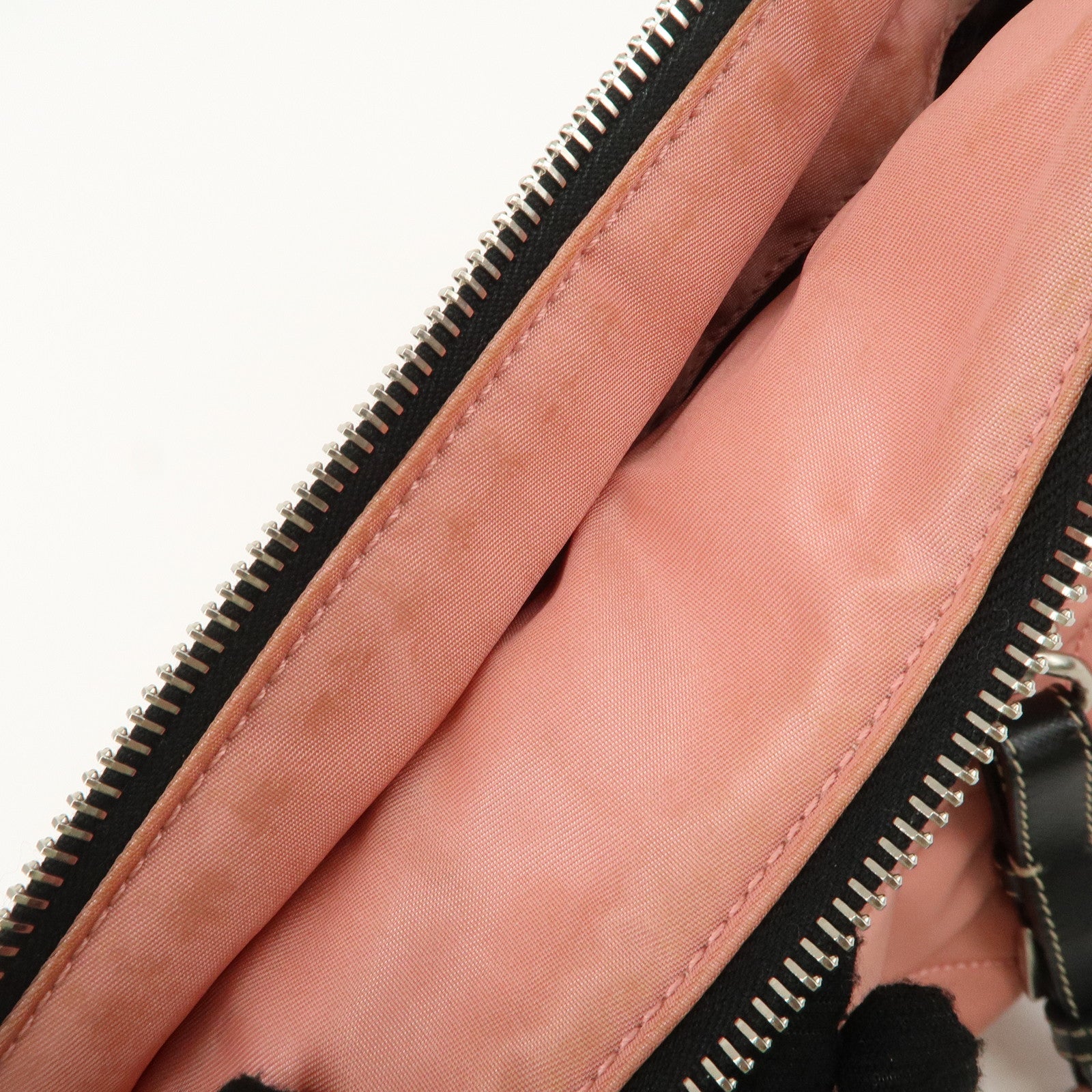 PRADA Triangle Logo Leather Nylon Shoulder Bag Tote Bag Pink BR2236 Used