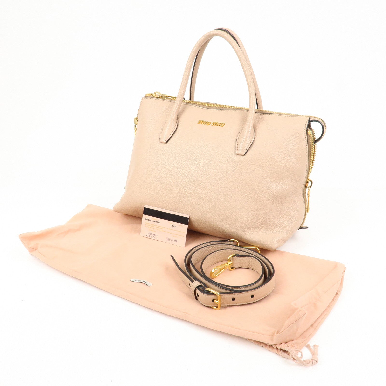 MIU MIU MADRAS 2WAY Bag Hand Bag Shoulder Bag Pink RN1016