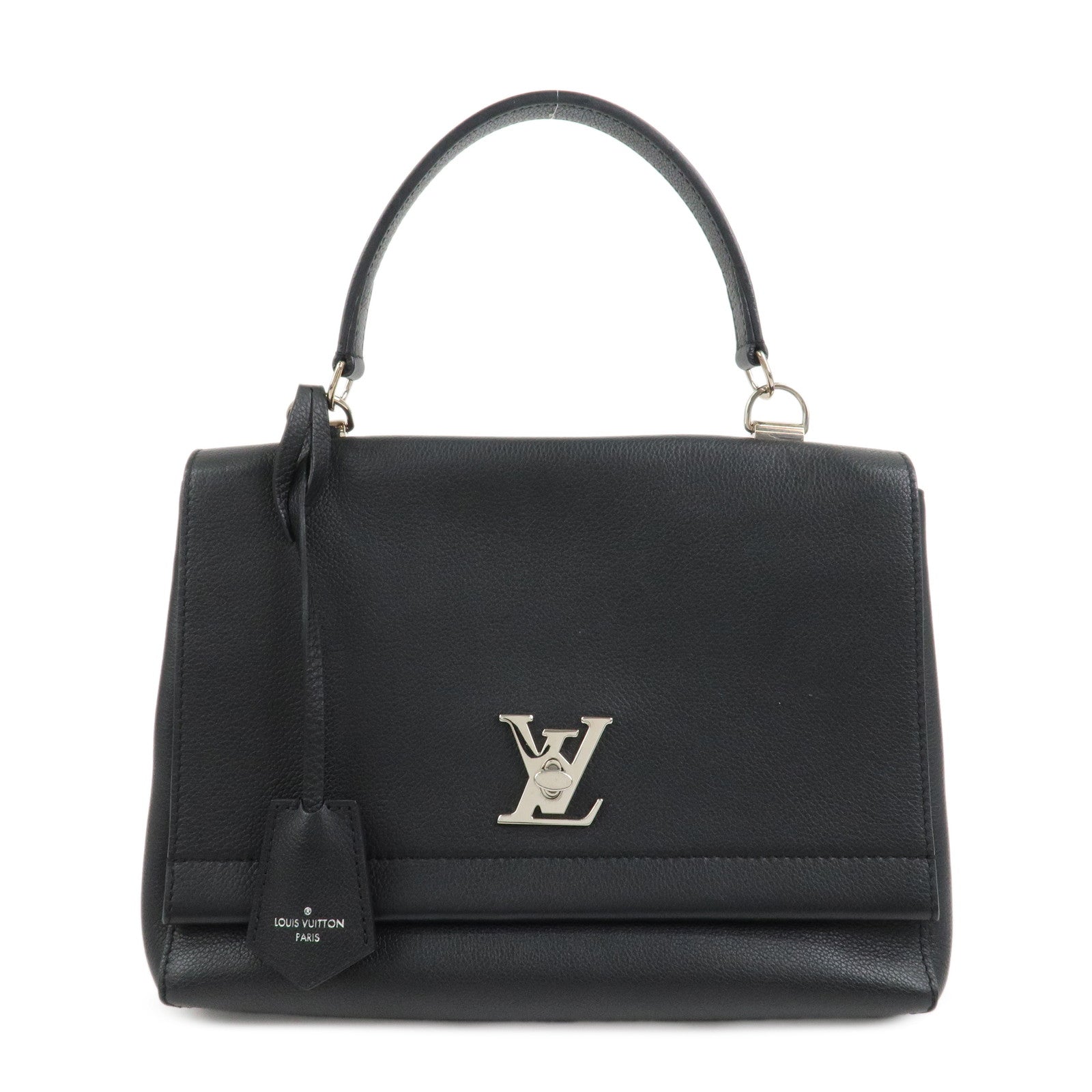 Louis Vuitton Lock Me Leather Cartable Hand Bag Noir Black M50250