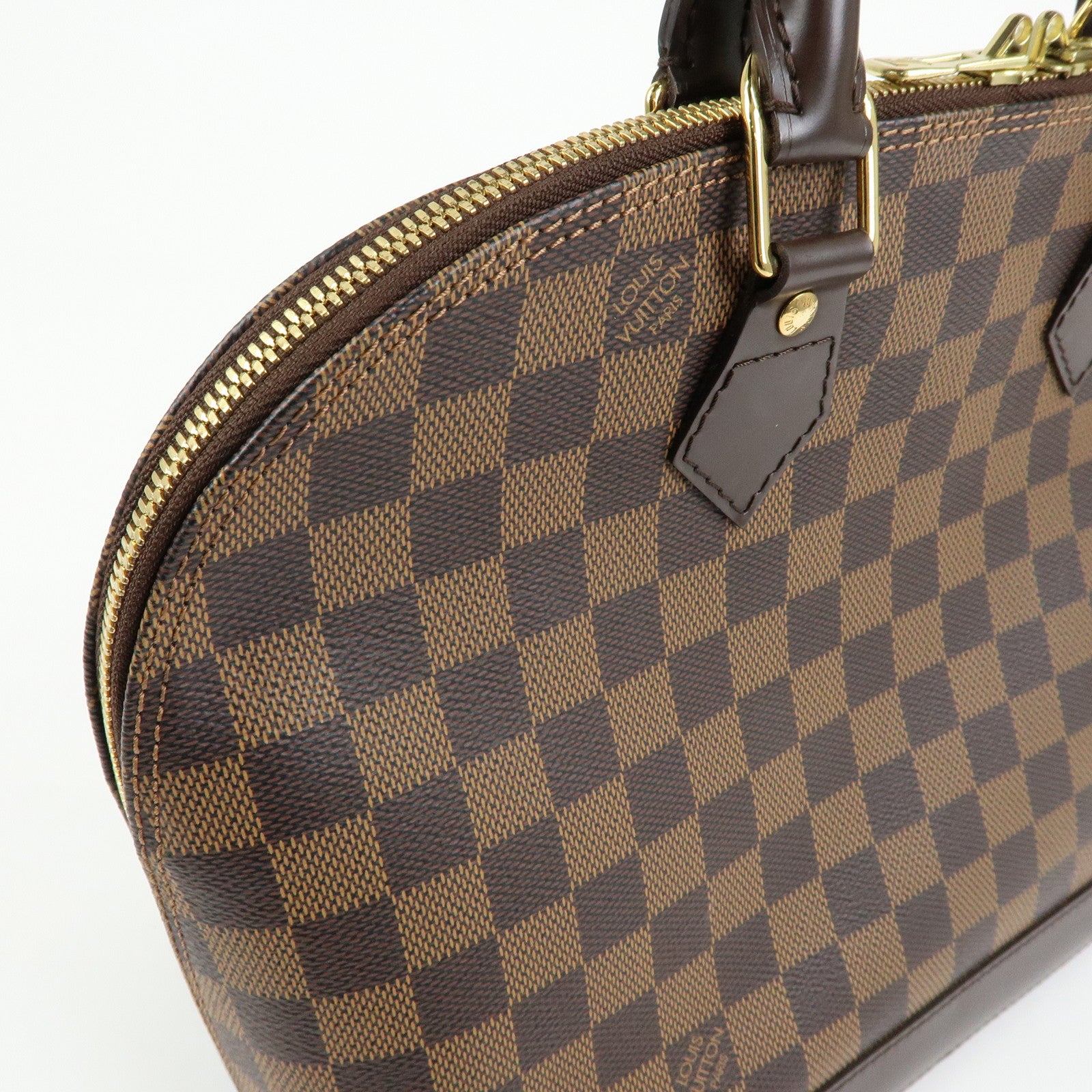 Louis Vuitton Damier Canvas Leather Alma PM Hand Bag Brown N51131
