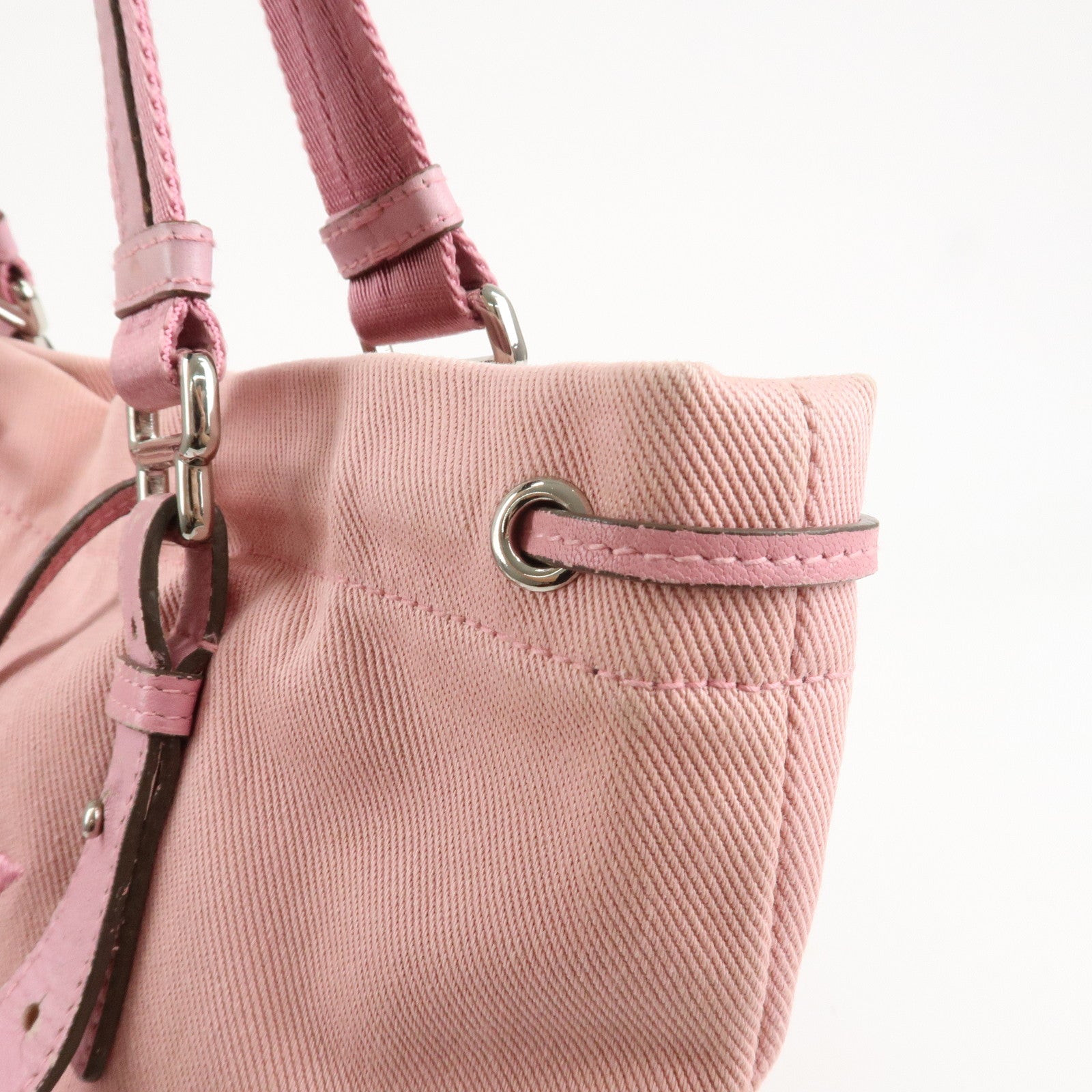 Saint Laurent Canvas Kahara Tote Bag Shoulder Bag Pink 121631 Used