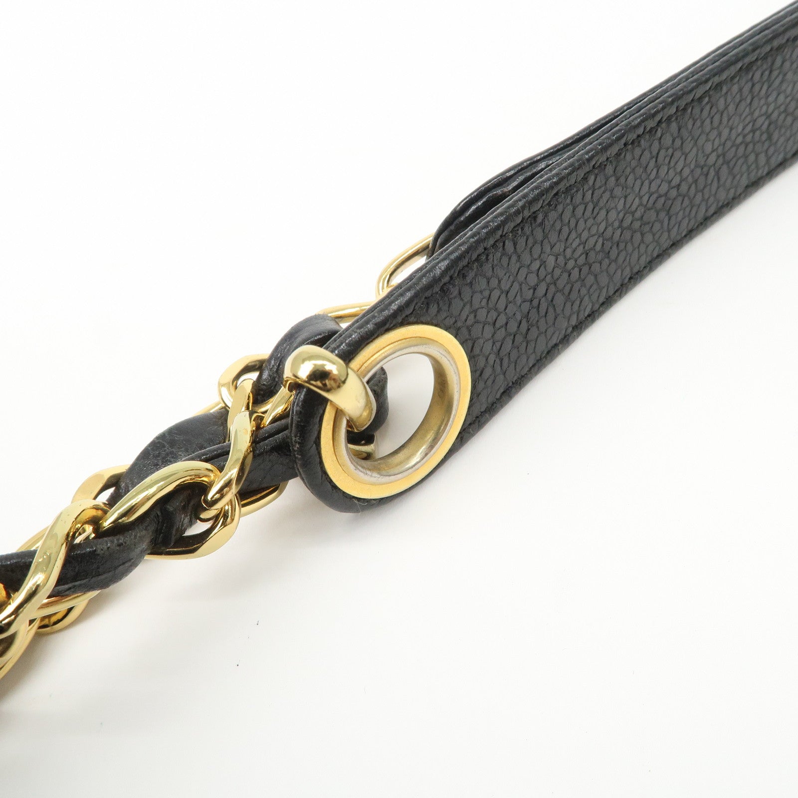 CHANEL Caviarskin Chain Tote Bag Shoulder Bag Black