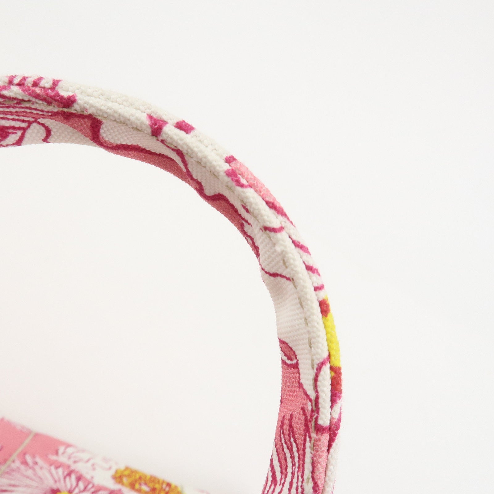 PRADA Canapa Canvas 2Way Bag Hand Bag Flower Print Pink