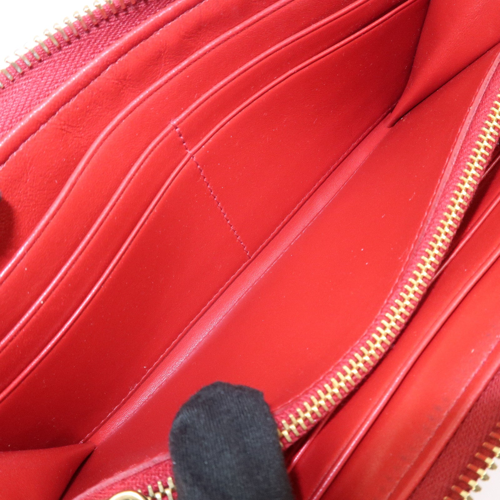 PRADA Nylon Leather L Fastener Zippy Long Wallet Red 1ML183