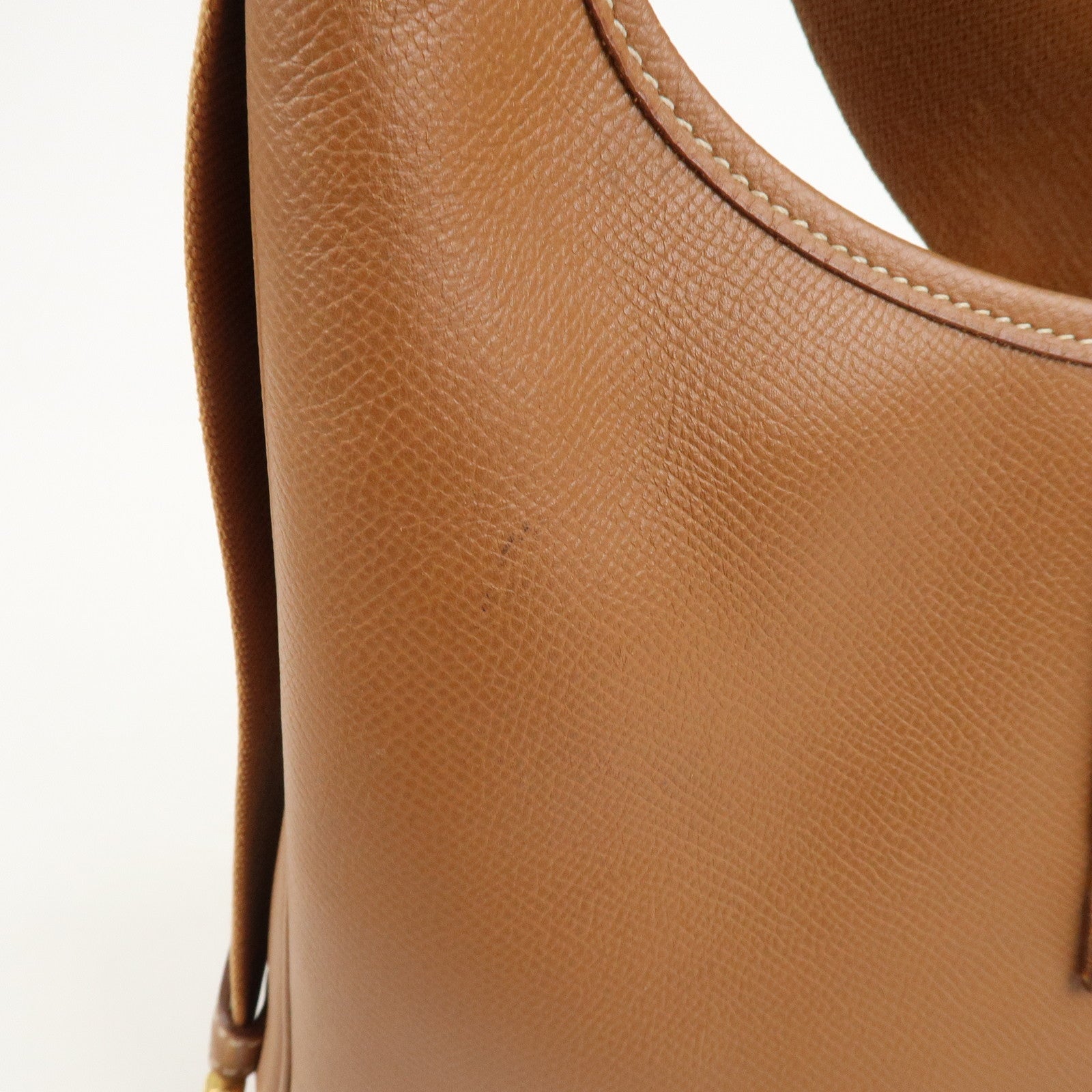 HERMES Saco Leather Shoulder Bag B Stamped Brown Gold HDW