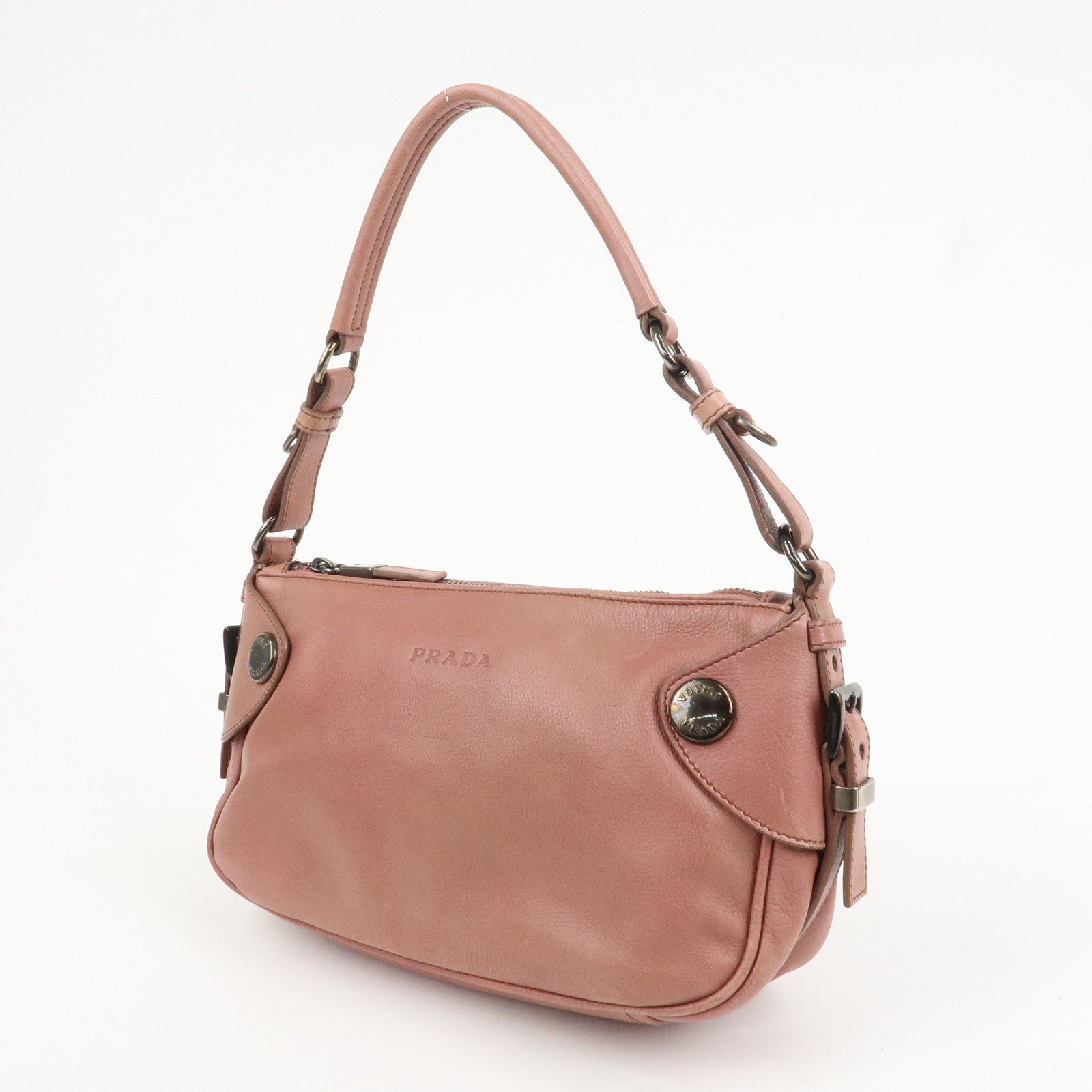 PRADA Leather Shoulder Bag Hand Bag Pink