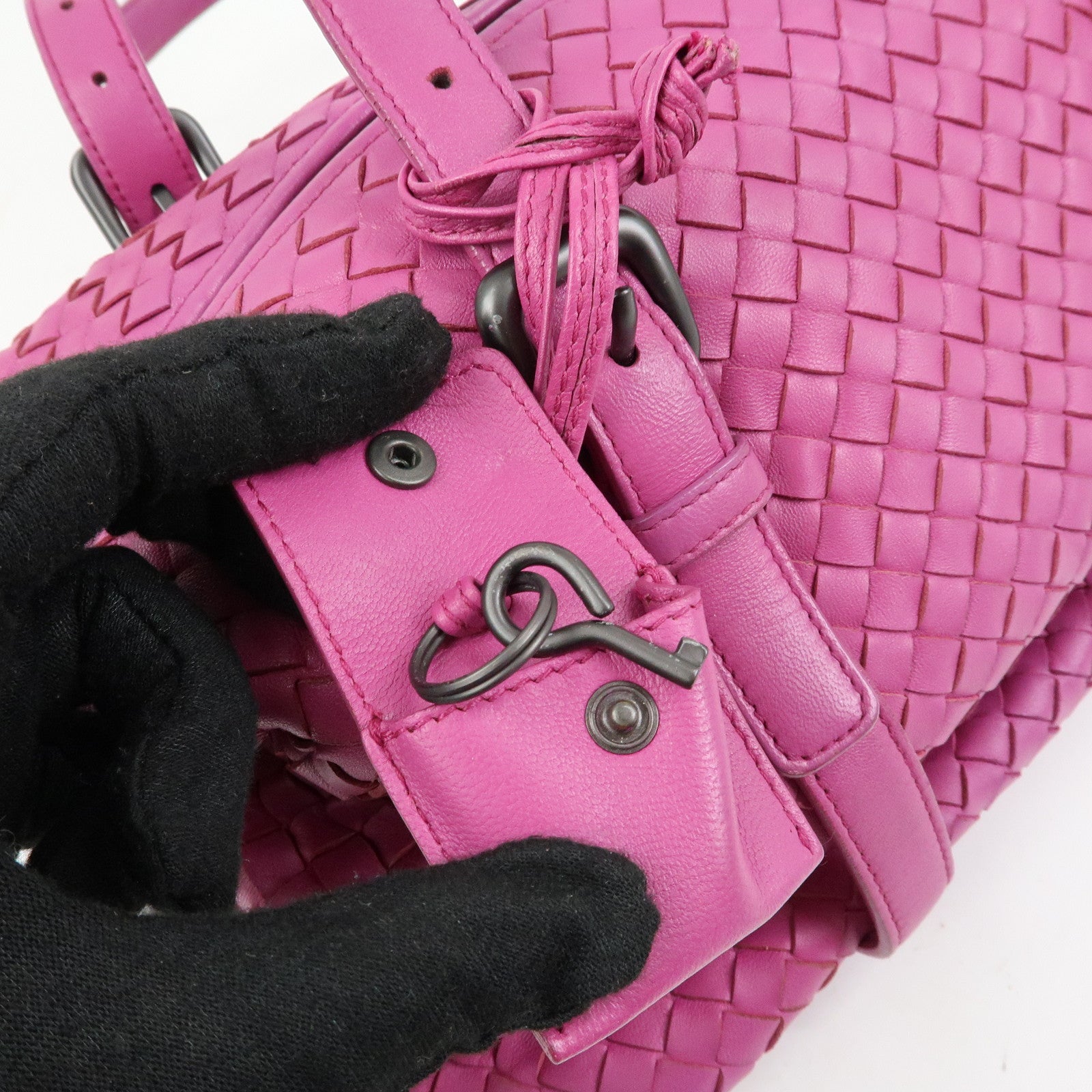 BOTTEGA VENETA Intrecciato Nappa Leather Boston Bag Pink 272801