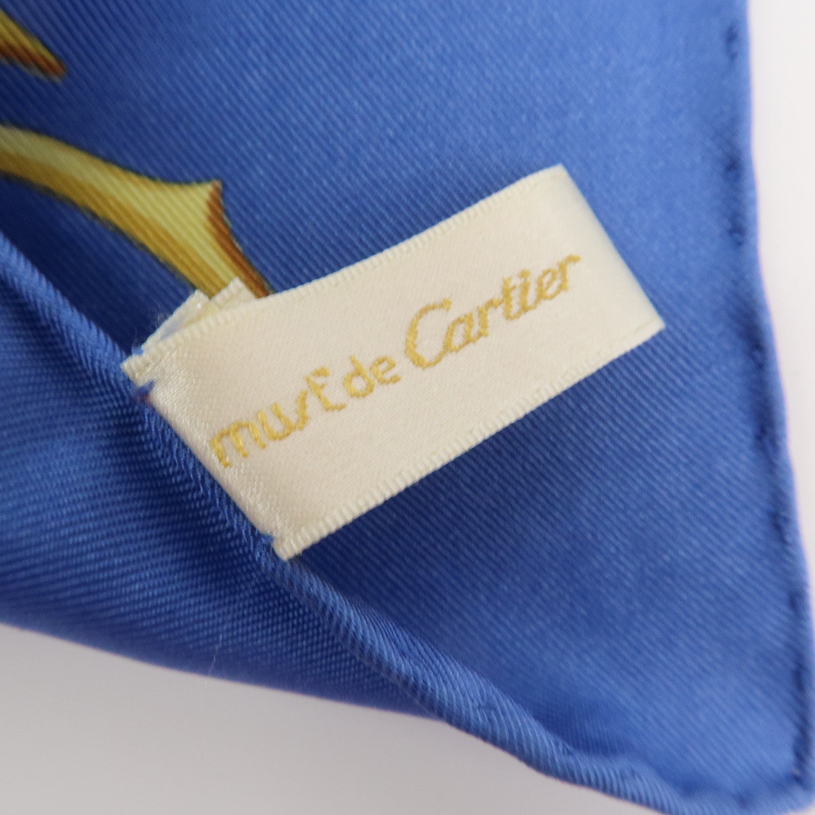 Cartier Must de Cartier Must Line Silk100% Scarf Multicolor Blue Used
