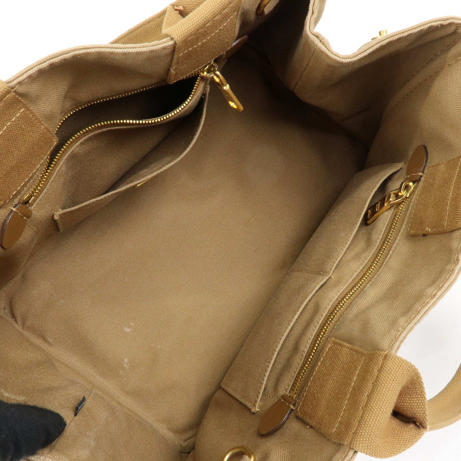 PRADA Triangle Logo CANAPA Canvas 2Way Bag Hand Bag Shoulder Bag