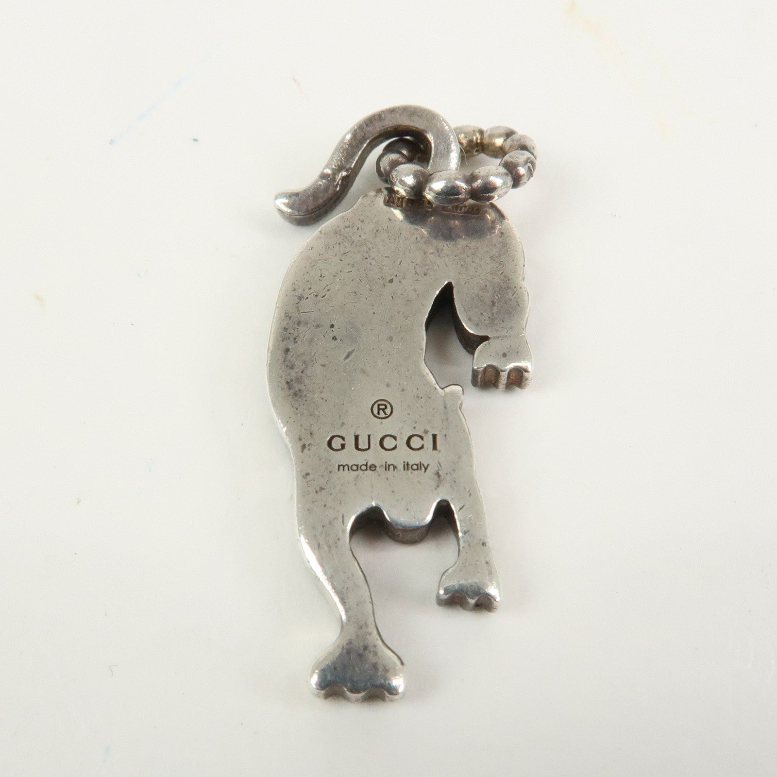 GUCCI Tiger Motif Pendant Top SV925 Silver Green