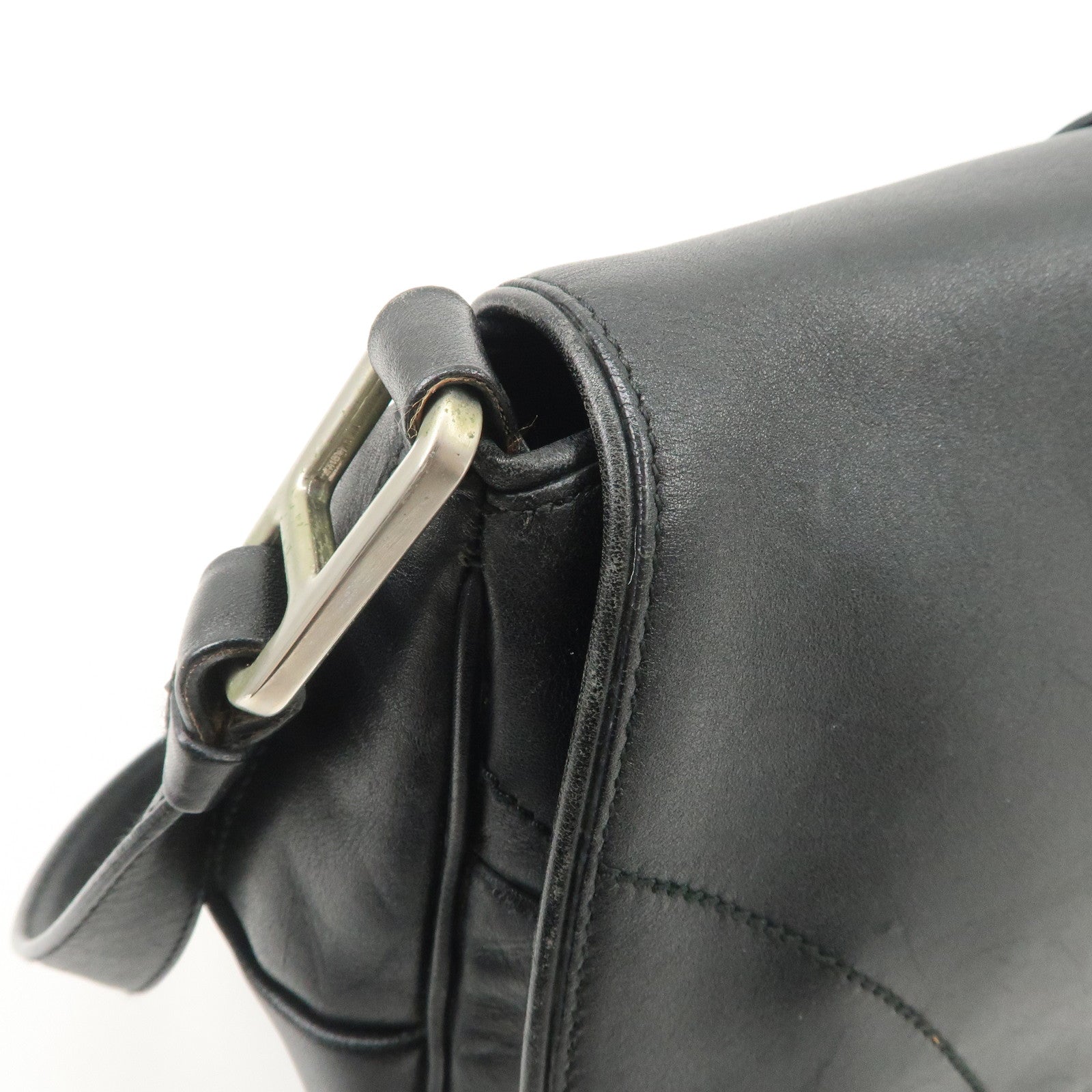 PRADA Leather Shoulder Bag Hand Bag Black