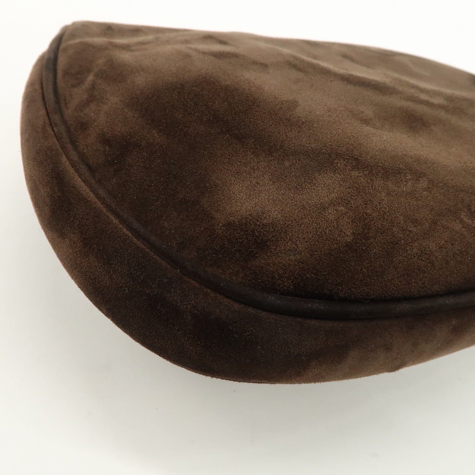 Ferragamo Suede Chain Shoulder Bag Dark Brown