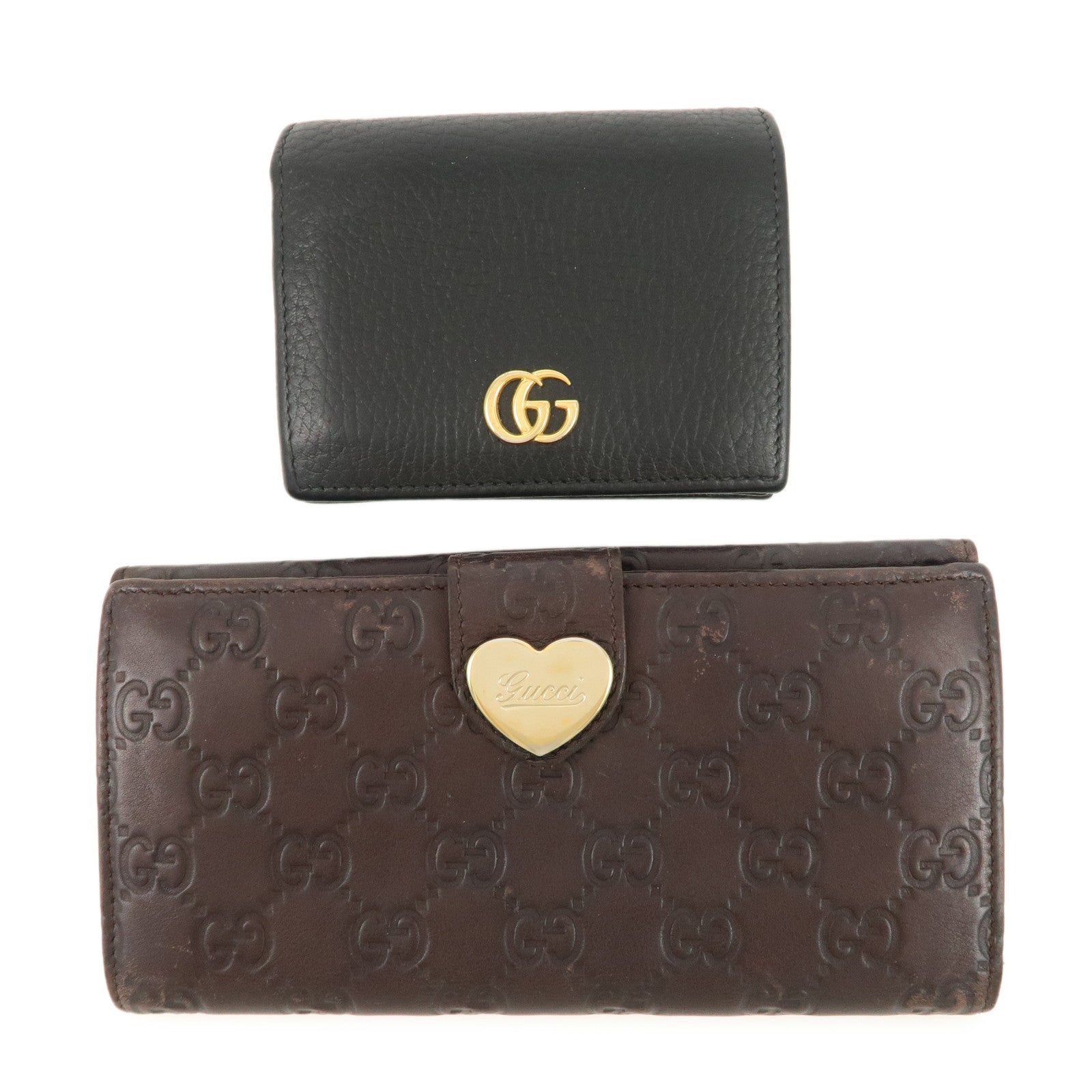 GUCCI Set of 2 GG Marmont Guccissima Leather Wallet 203550 456126 Used