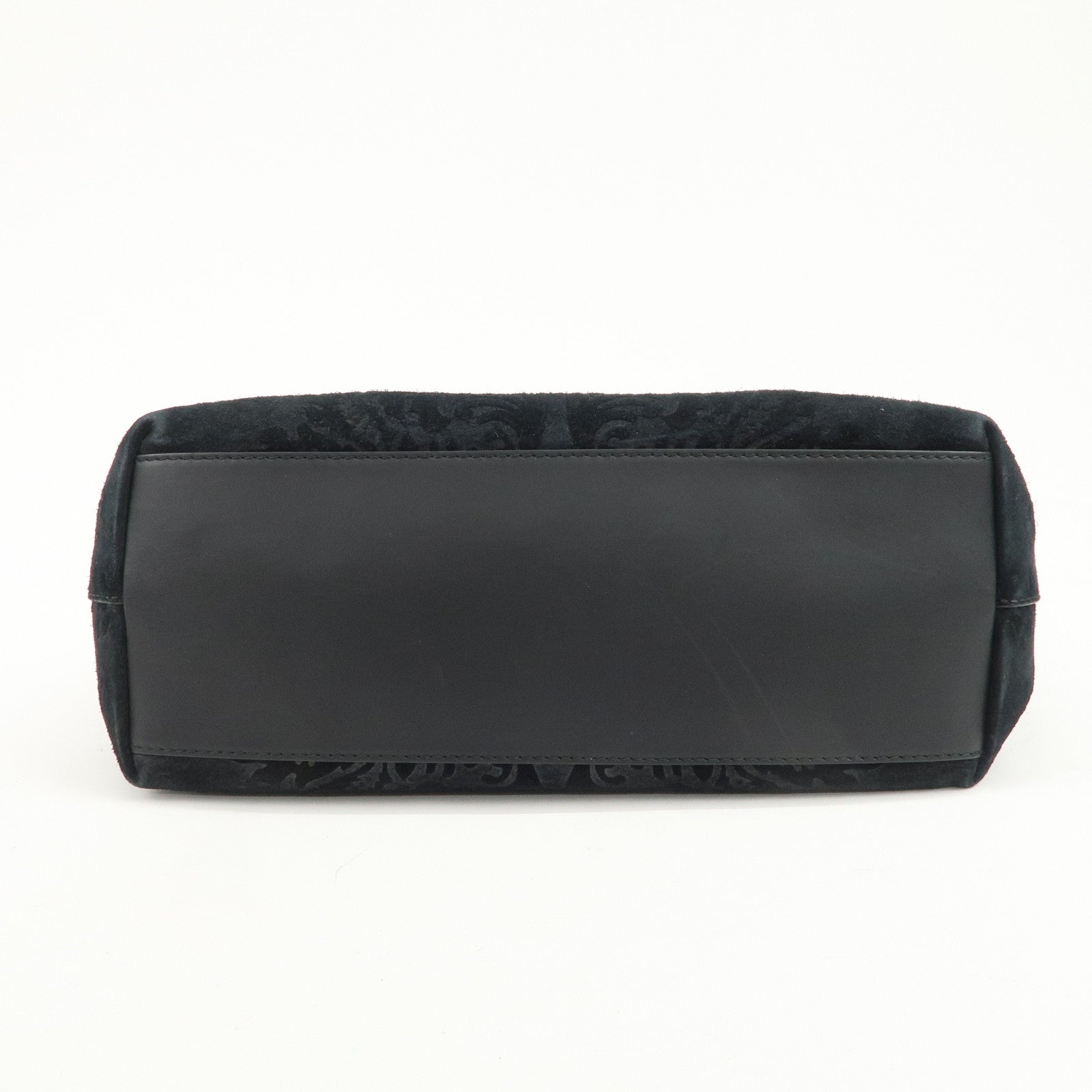 GUCCI Horsebit Logo Suede Leather Tote Bag Hand Bag Black 305585