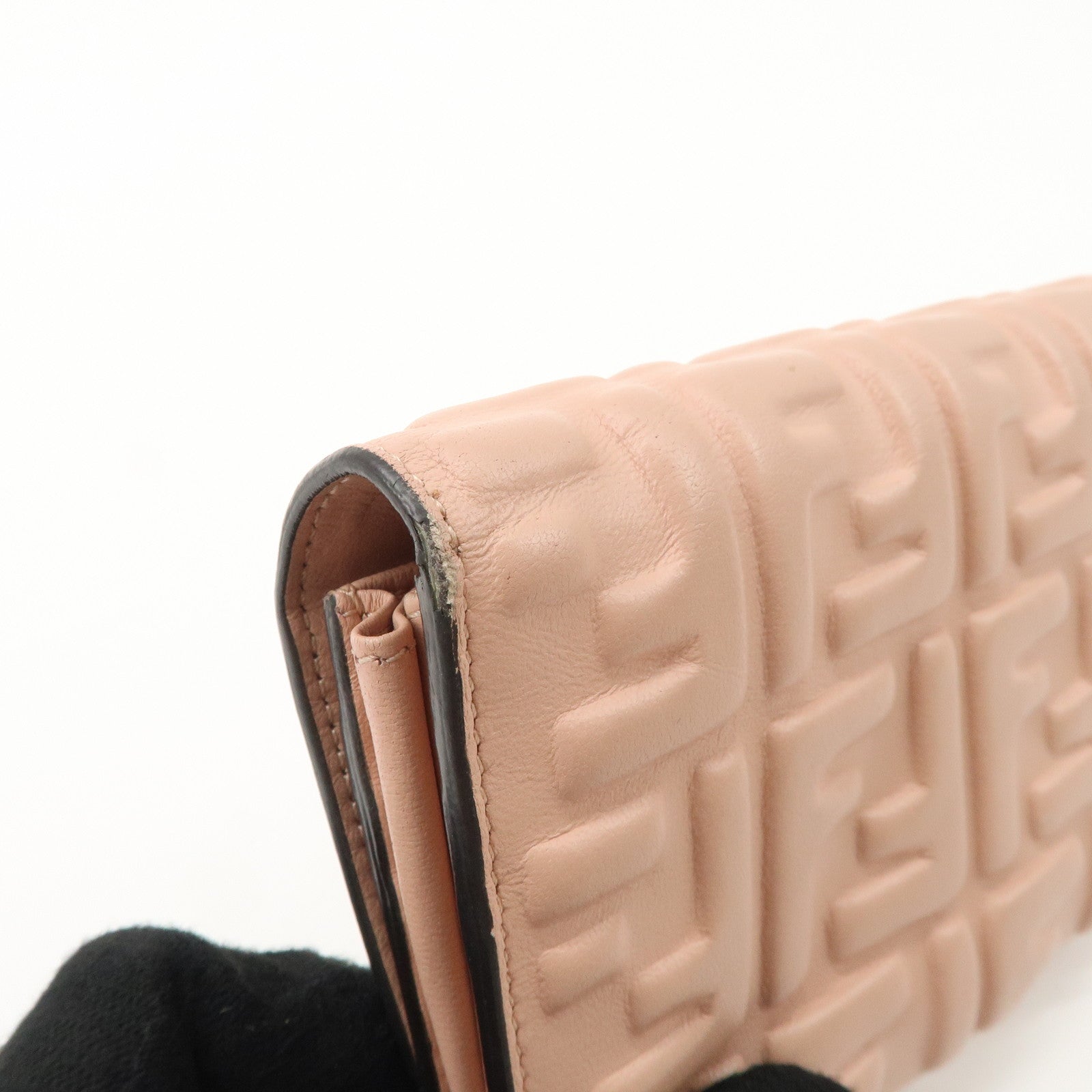 FENDI Zucca Baguette Continental Long Wallet Pink 8M0251 Used