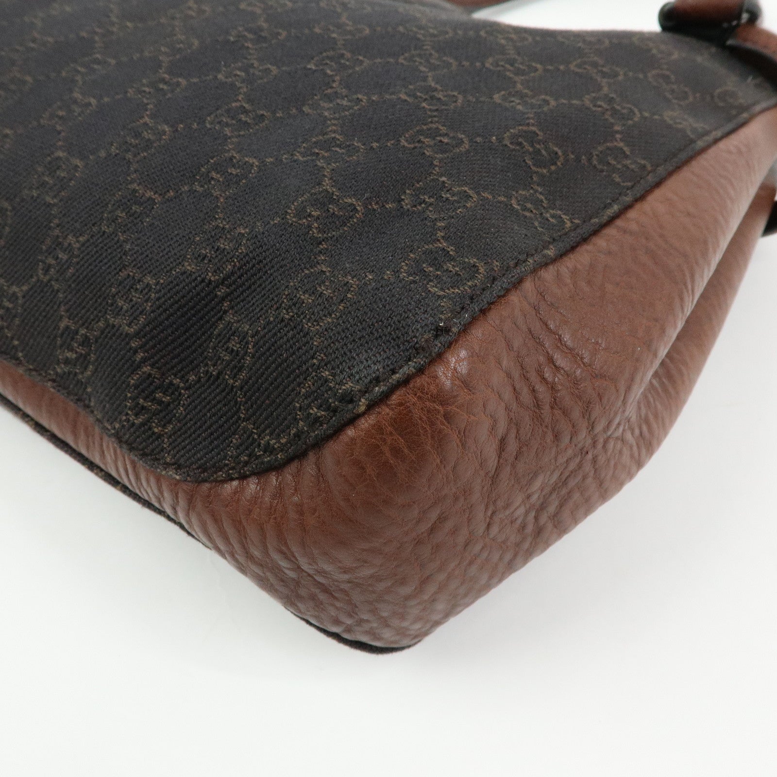 GUCCI Horsebit GG Canvas Leather Tote Bag Hand Bag Brown 101971