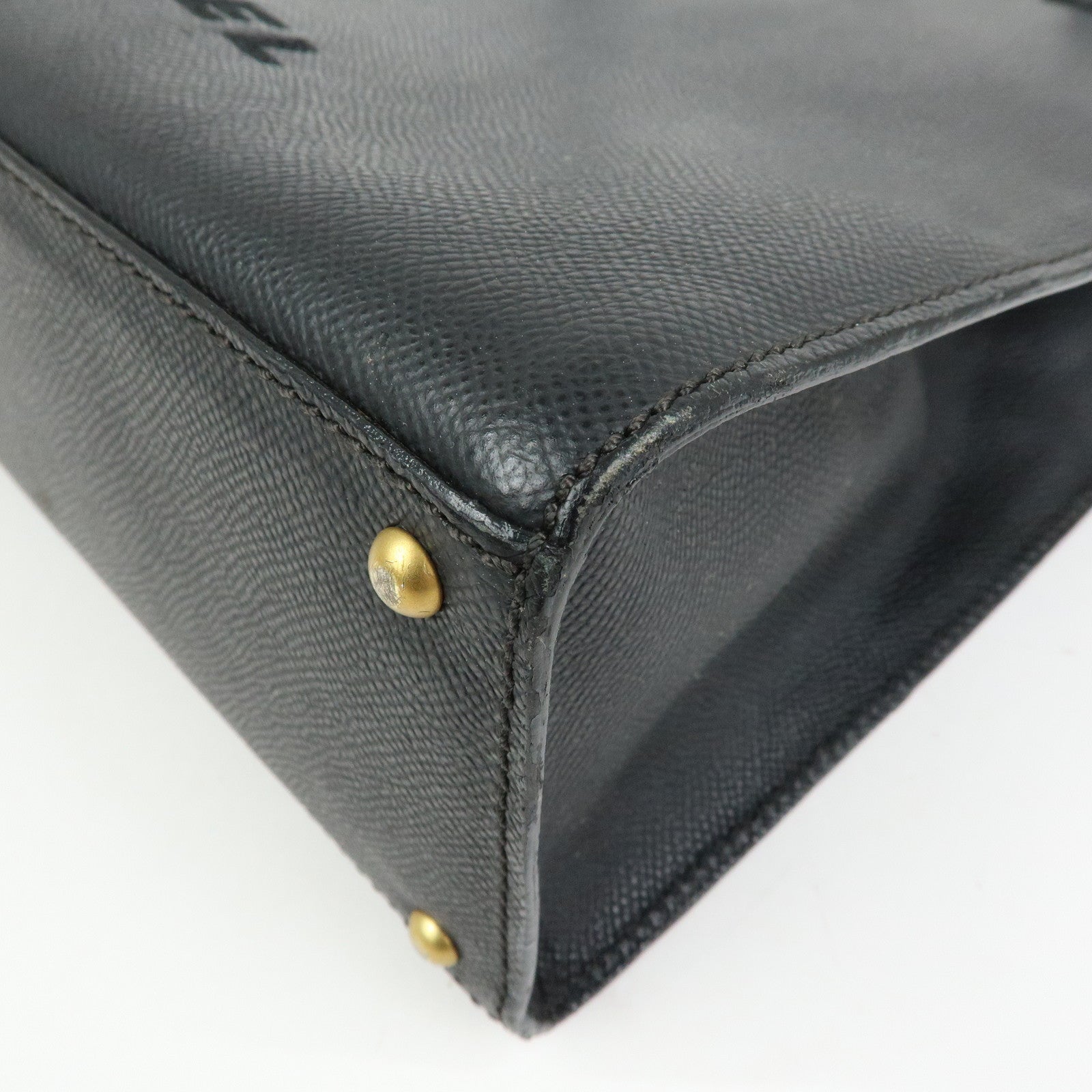 CHANEL Logo Calf Leather Tote Bag Shoulder Bag Hand Bag Black