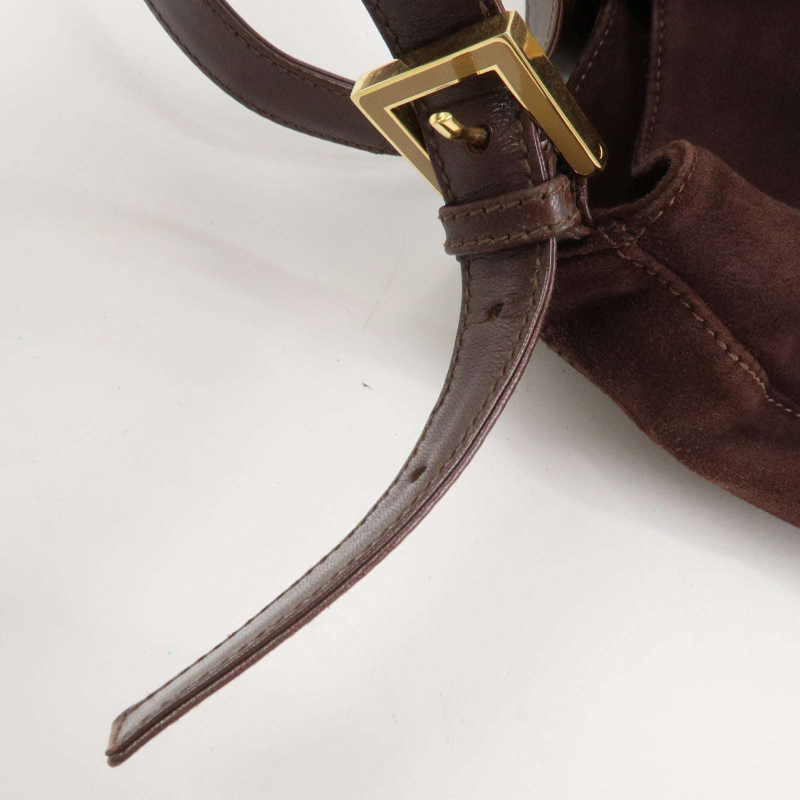 FENDI Suede Leather Shoulder Bag Hand Bag Brown 26327