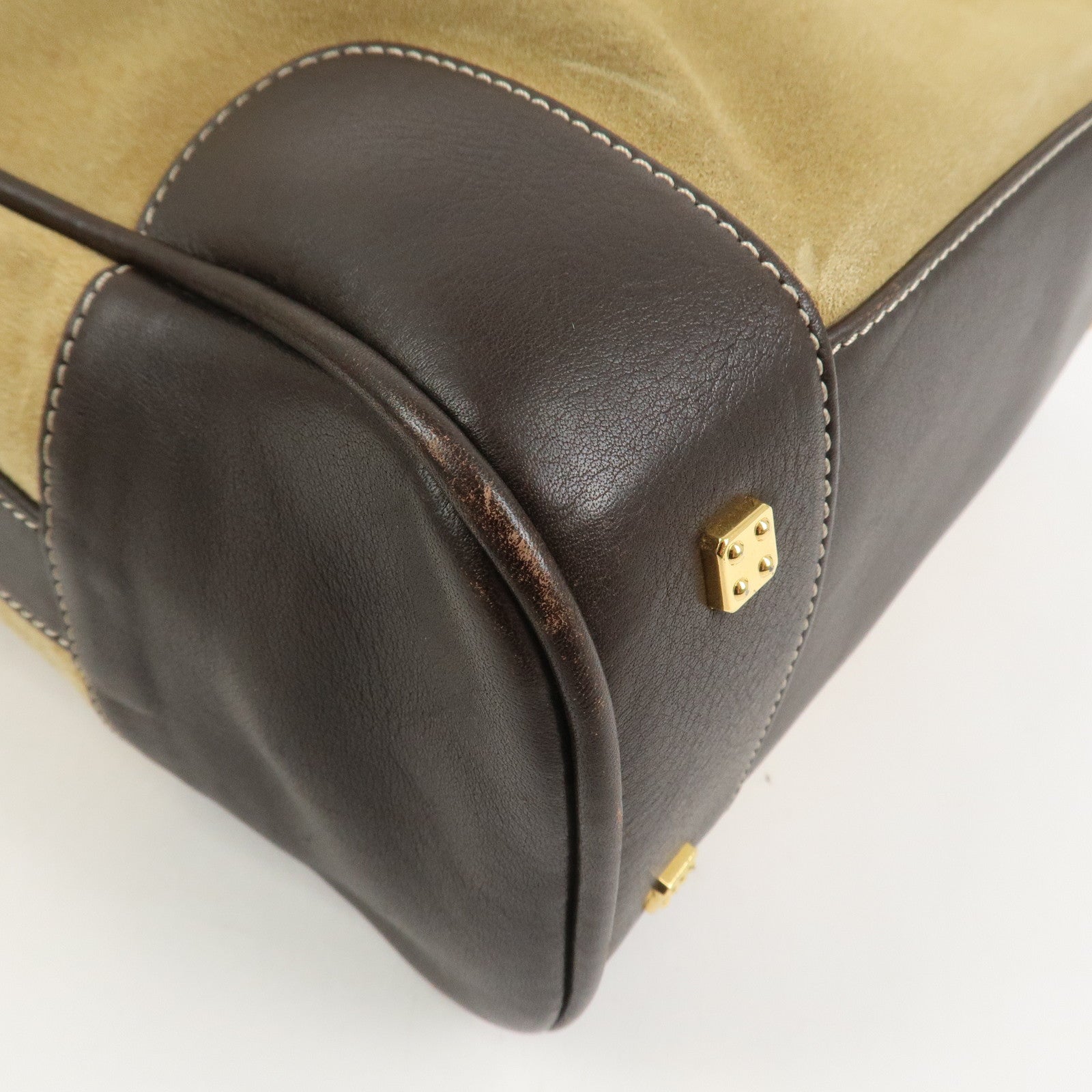 LOEWE Anagram Suede Leather Shoulder Bag Beige Brown