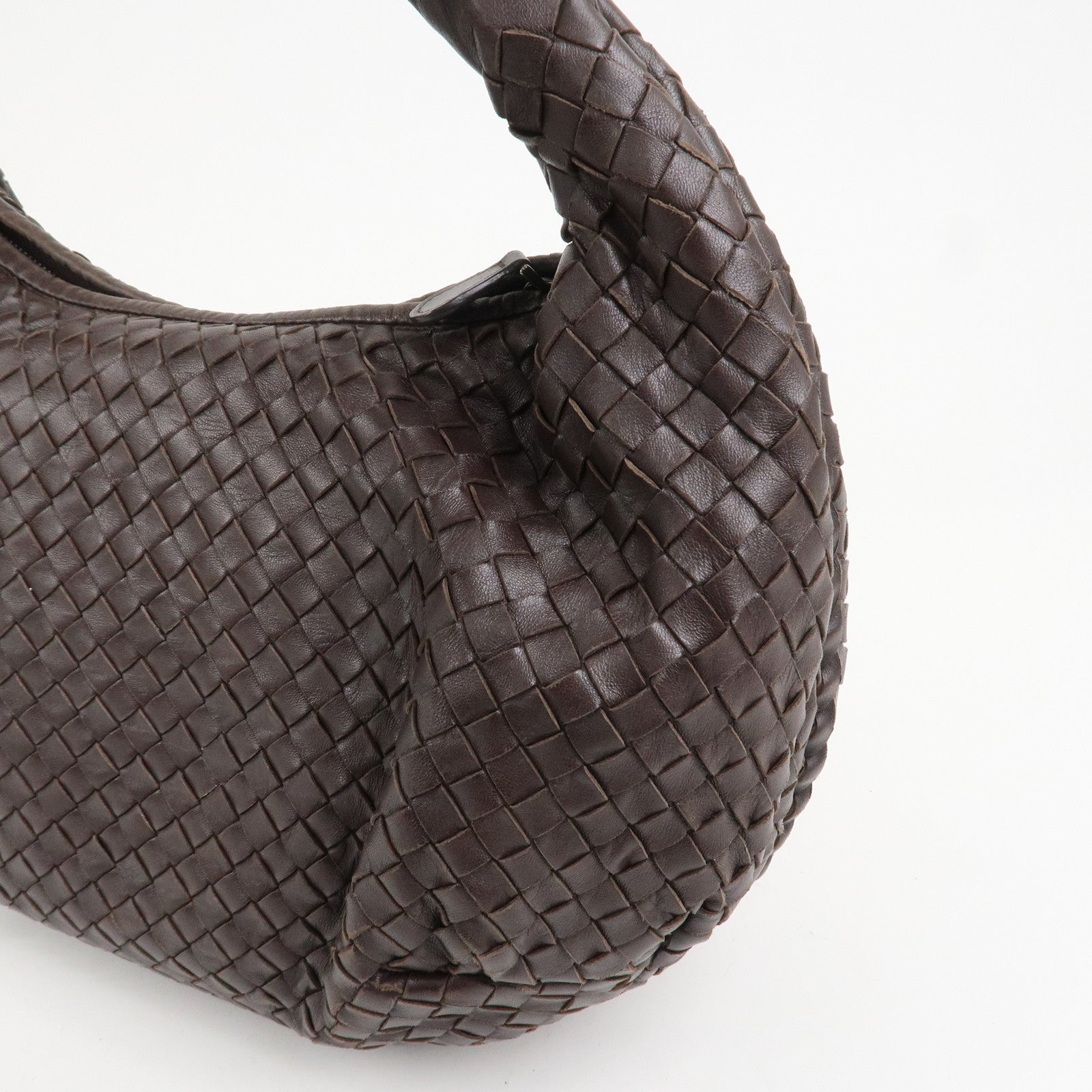 BOTTEGA VENETA Intrecciato Leather Hobo Shoulder Bag Brown 232499