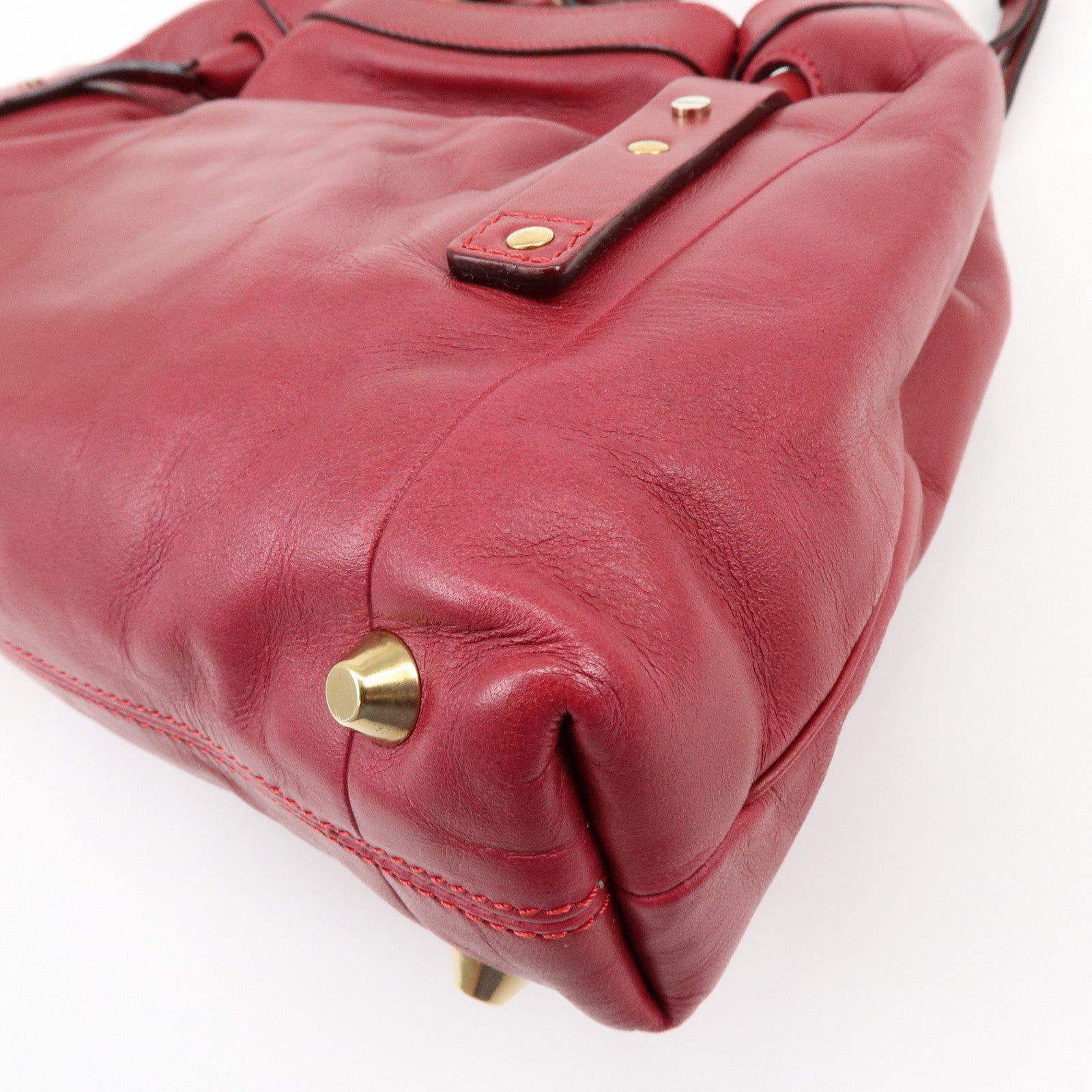 Chloe Victoria Leather 2Way Bag Shoulder Bag Hand Bag Red