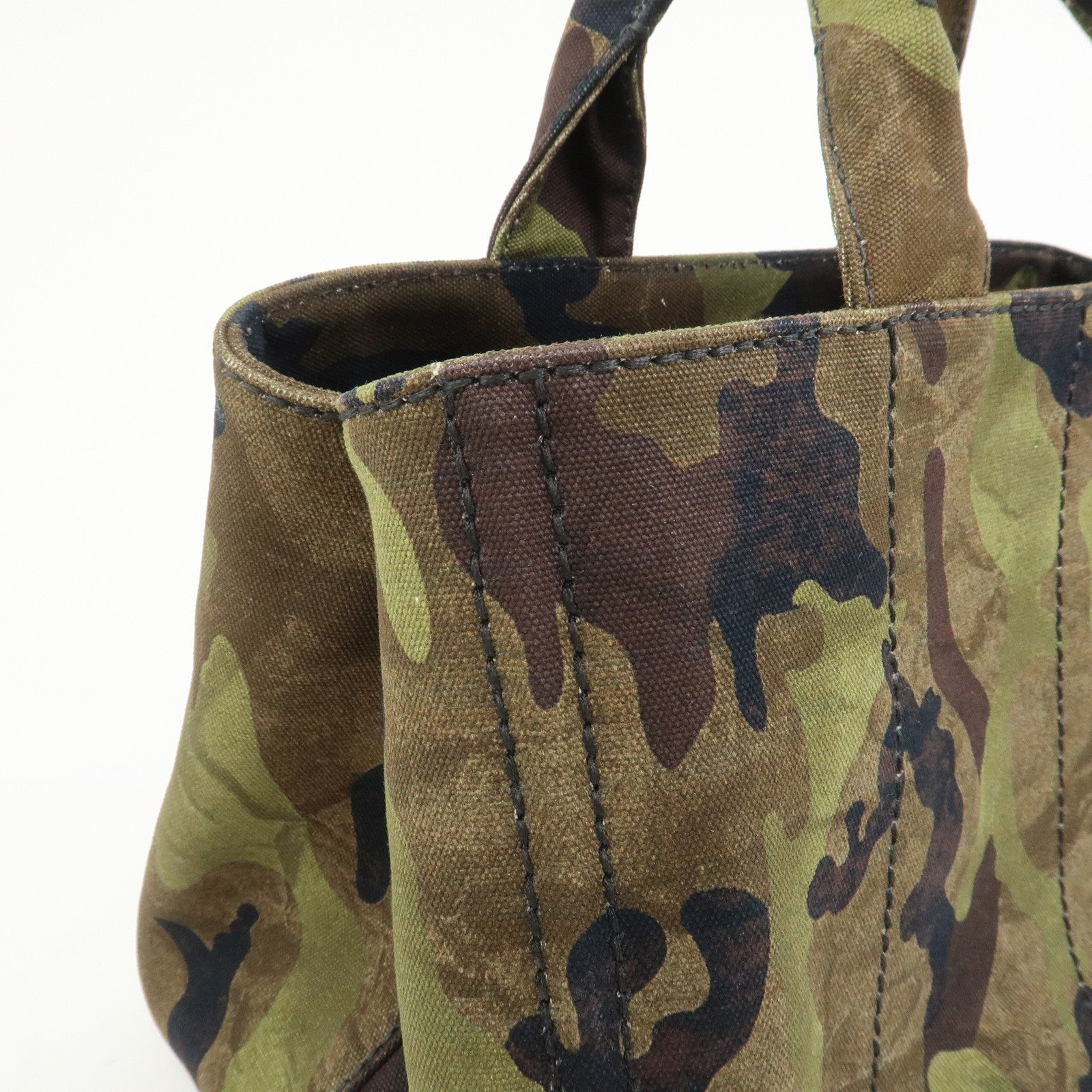 PRADA Canapa Canvas 2Way Hand Bag Shoulder Bag Khaki B2642B