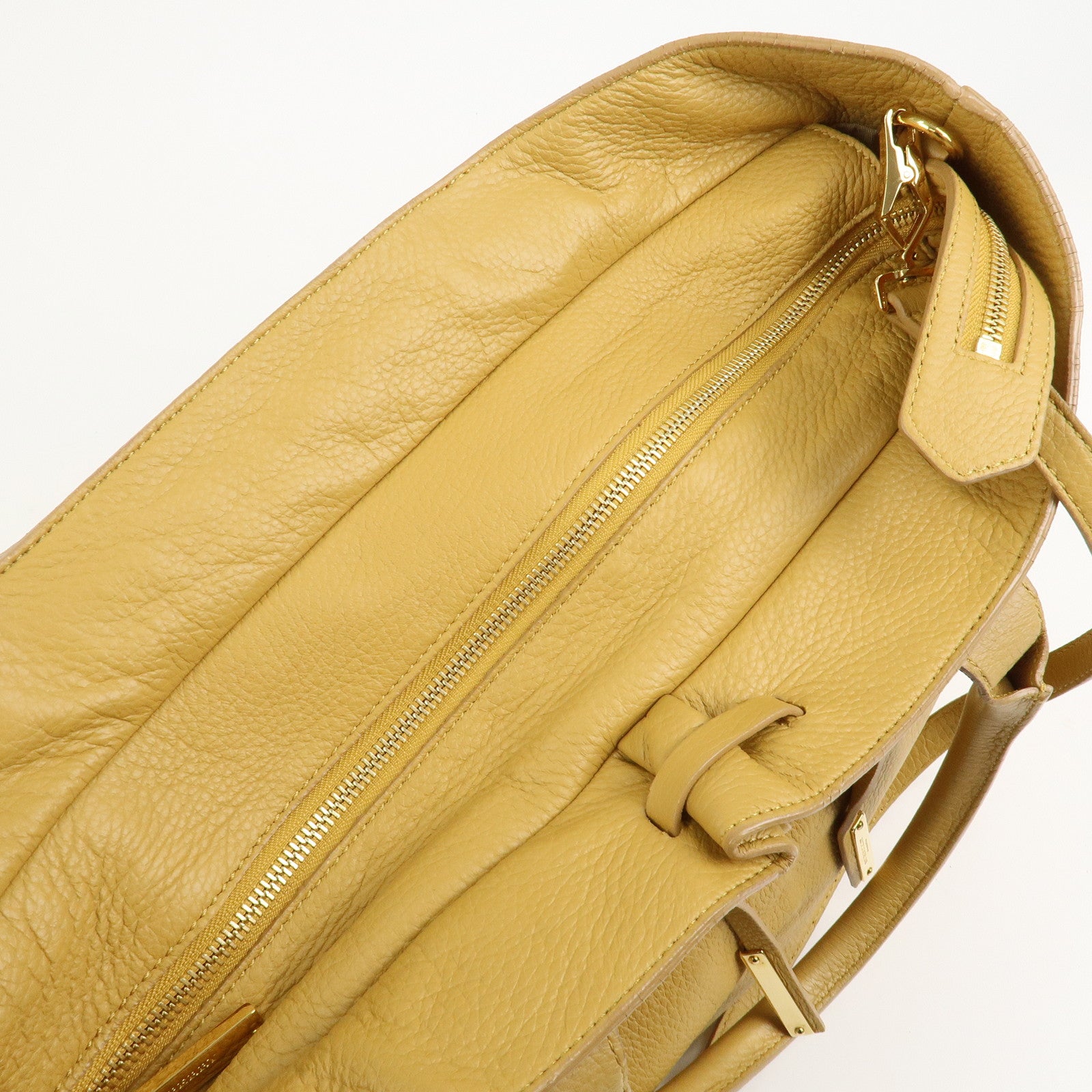 BURBERRY Logo Leather 2Way Bag Shoulder Hand Bag Mustard