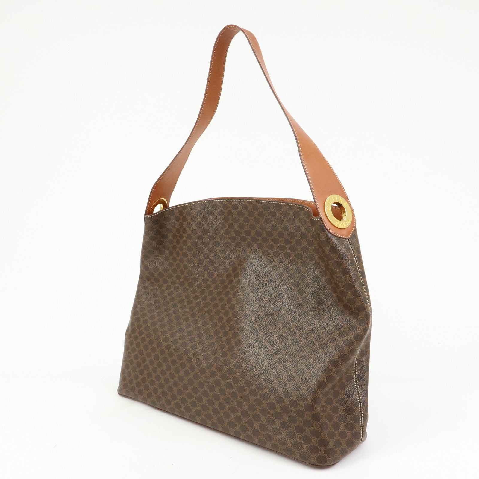 CELINE Macadam PVC Canvas Shoulder Bag Hand Bag Brown