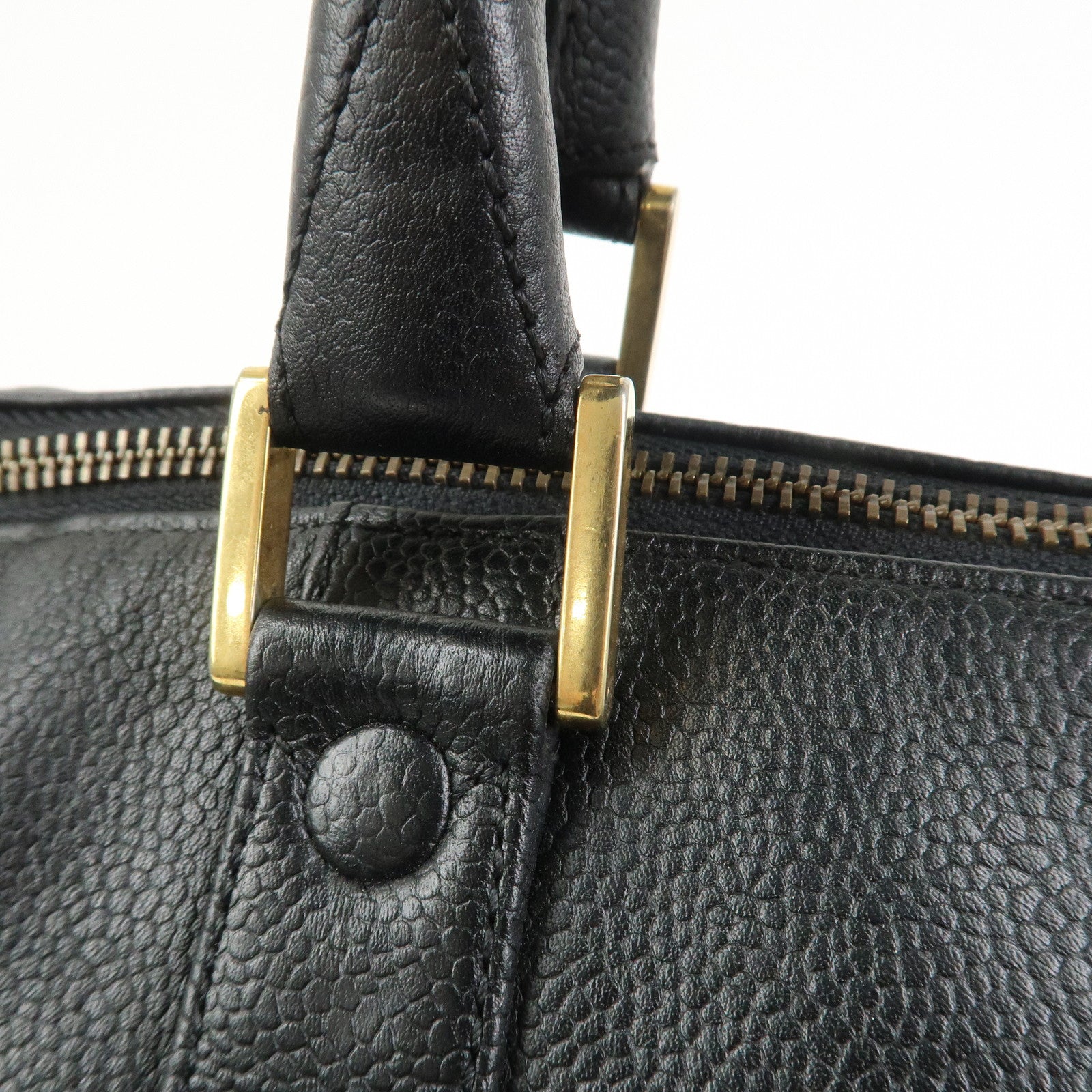 CHANEL COCO Mark Caviar skin Boston Bag Black Gold