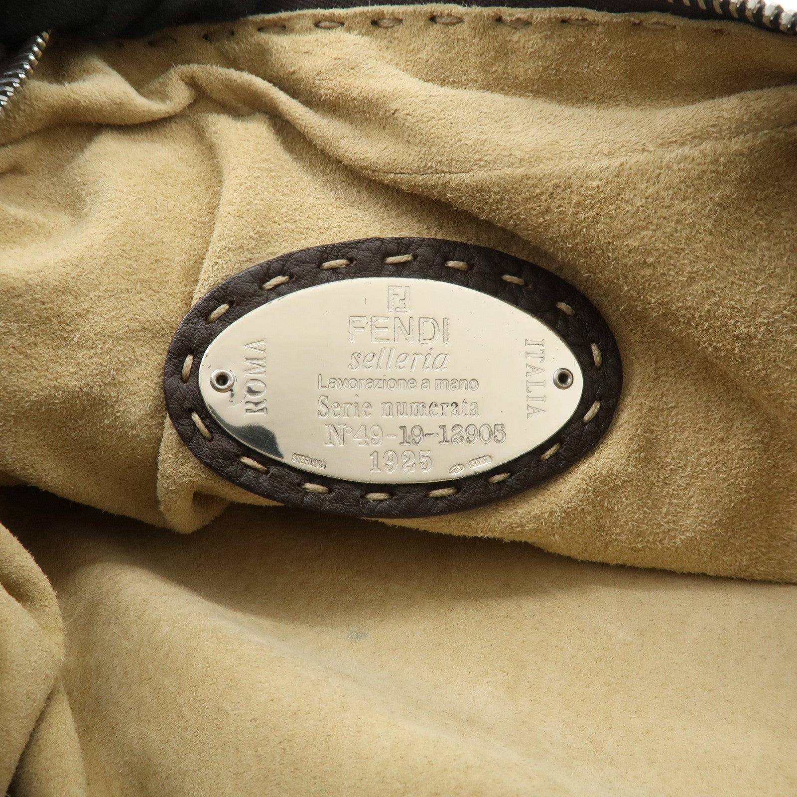 FENDI Selleria Leather Shoulder Bag Hand Bag Brown