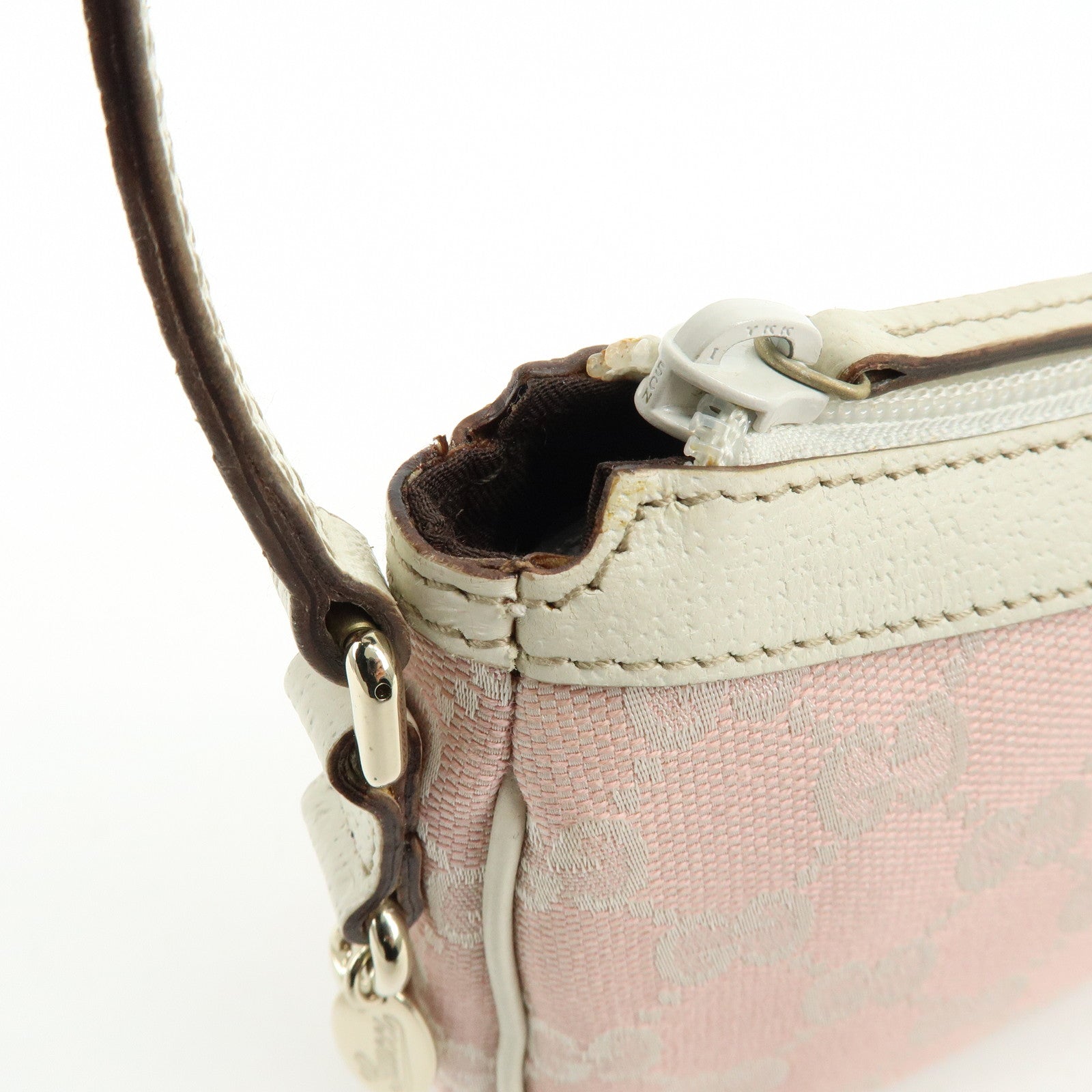 GUCCI GG Canvas Leather Hand Bag Pouch Shoulder Bag Pink 154432