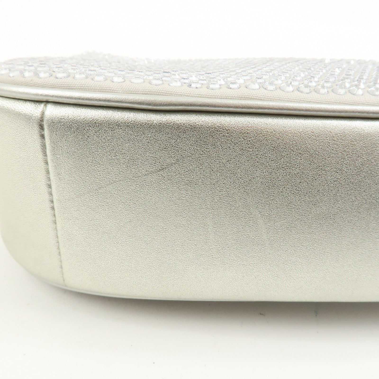 COACH Teri 2Way Leather Shoulder Bag Hand Bag Rhinestone Silver