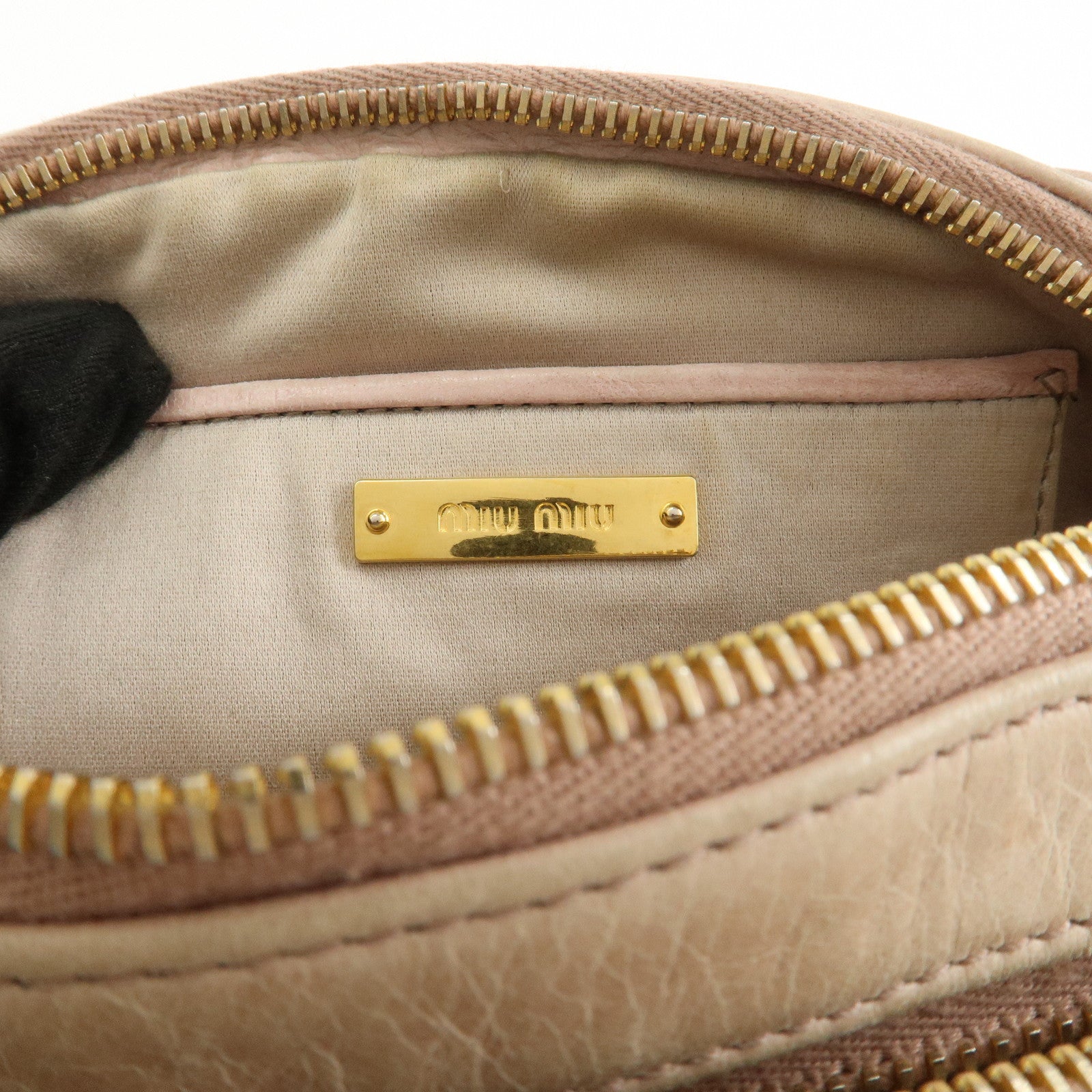 MIU MIU Leather Shoulder Bag Crossbody Bag Light Pink 5BH543