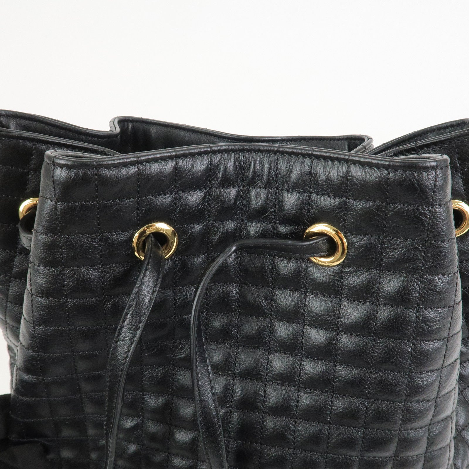 CELINE Quilted Leather Backpack Rucksack Shoulder Bag Black