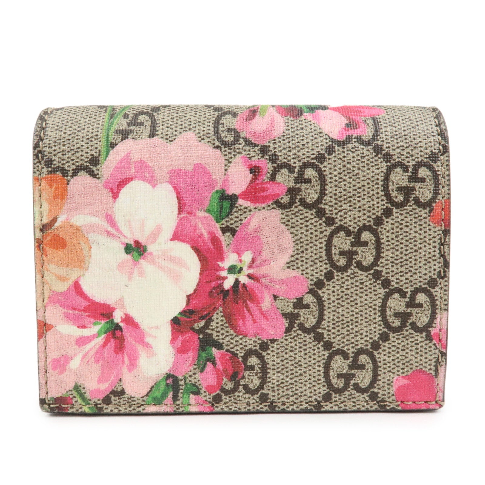 GUCCI GG Brooms GG Supreme Compact Wallet Beige Pink 453176