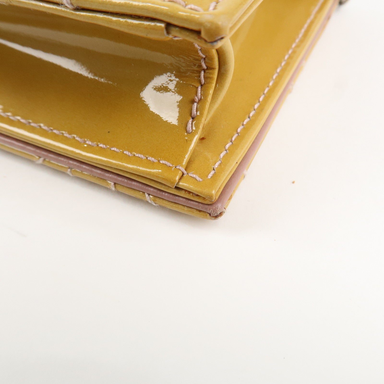 Christian Dior Cannage Patent Leather Chain Shoulder Bag Yellow Used