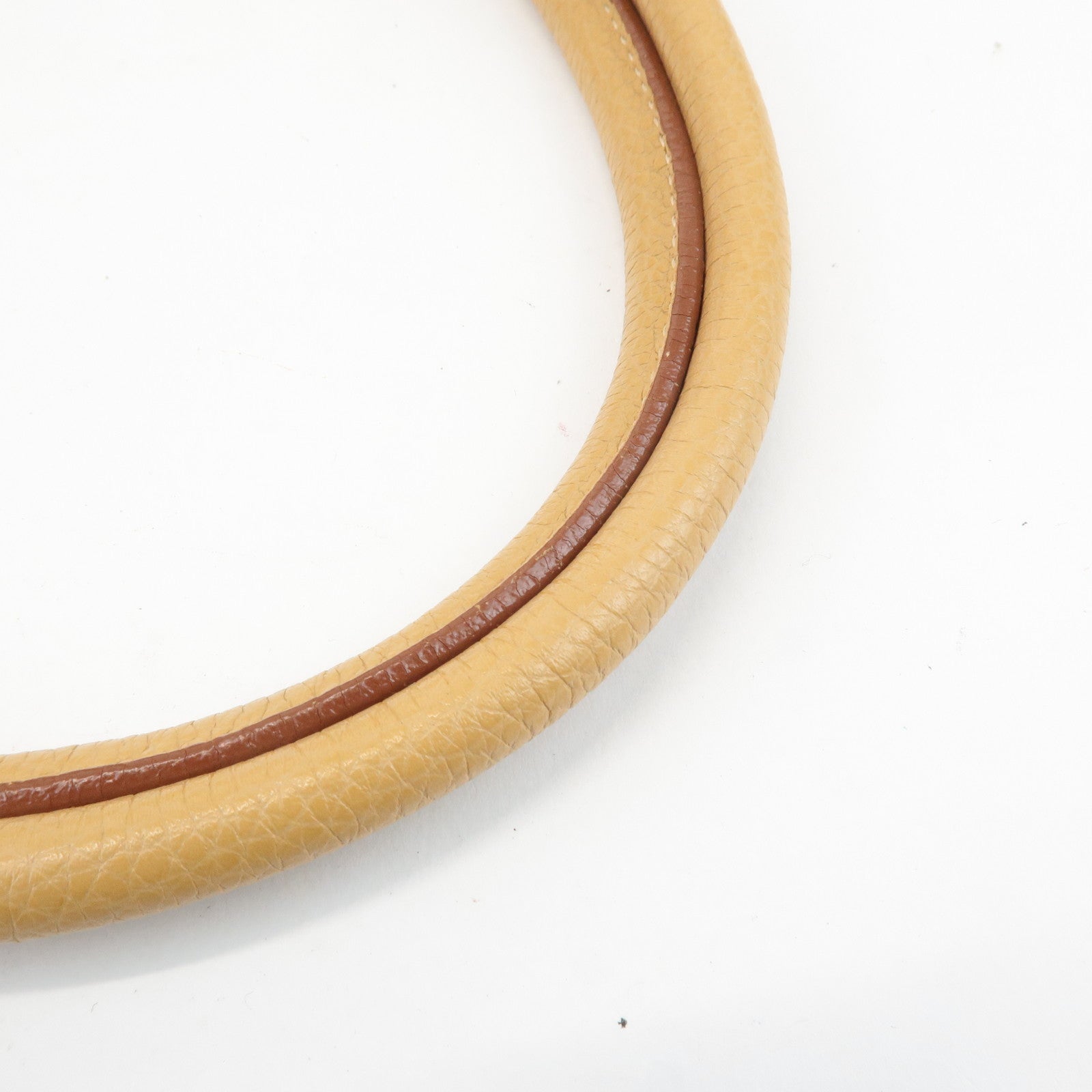 PRADA Leather Shoulder Bag Hand Bag Beige Silver HDW Used