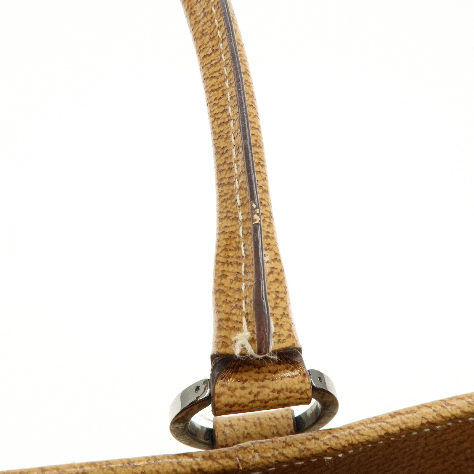 GUCCI GG Canvas Leather Tote Bag Hand Bag Beige Camel 113011