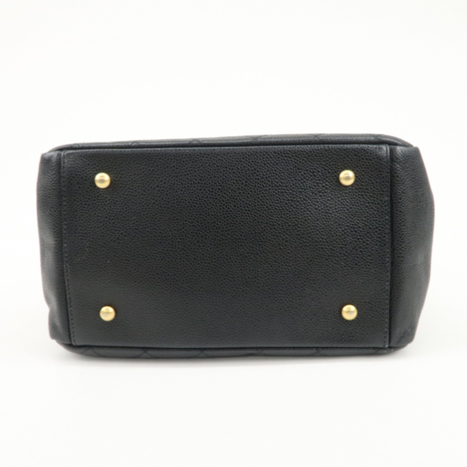 CHANEL COCO Mark Matelasse Caviarskin Chain Tote Bag Black Used