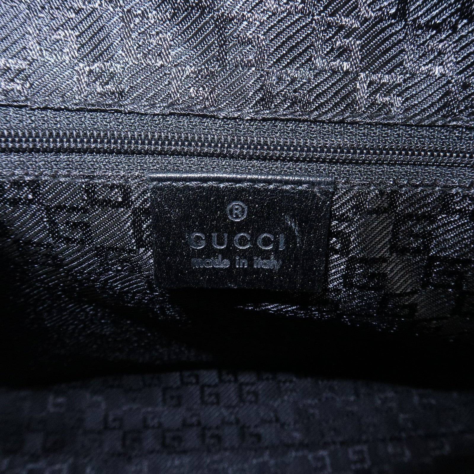 GUCCI Jackie Leather Hand Bag Tote Bag Black Gold 002.1071